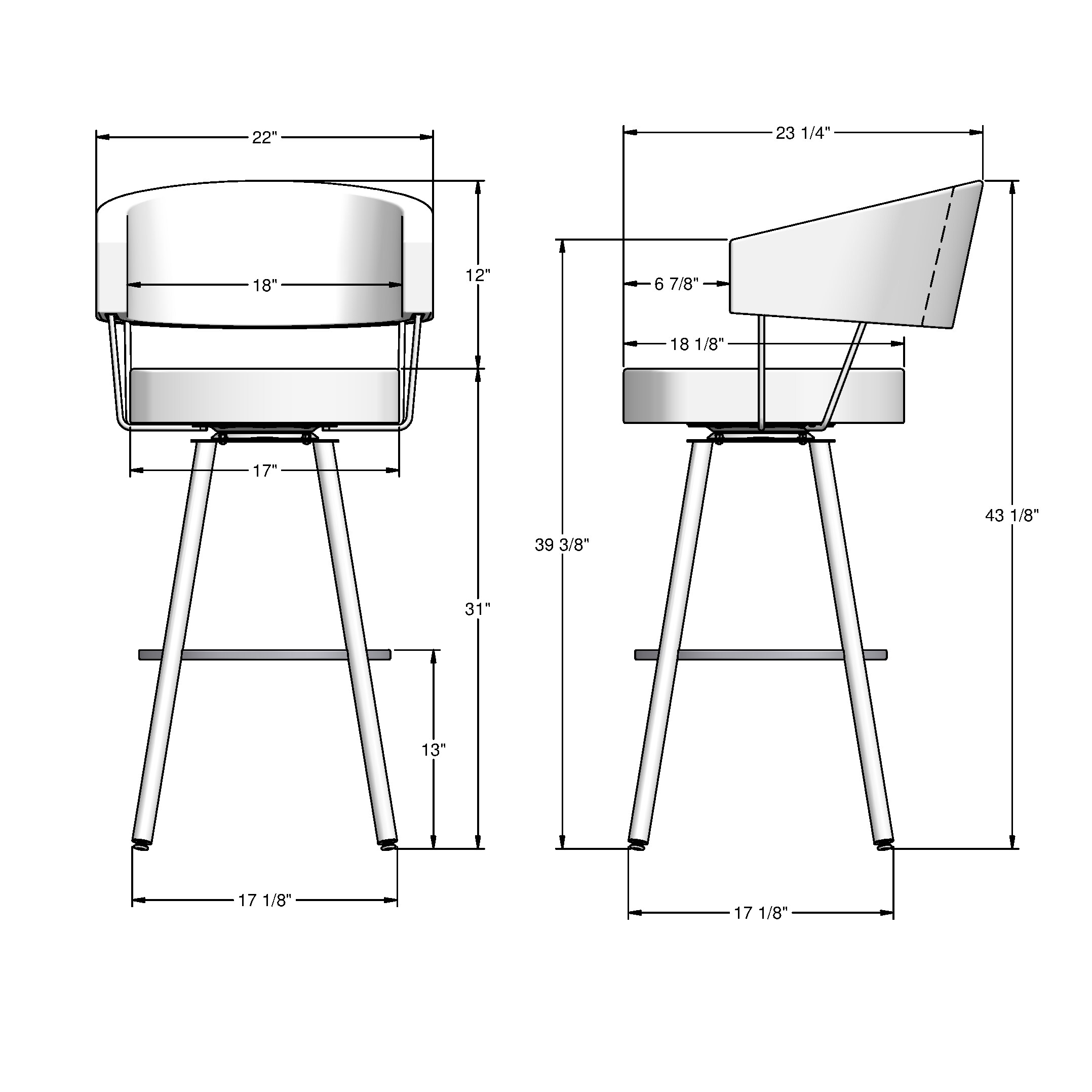 Amisco Corey Grey Polyester Black Metal 31 In H Bar Height