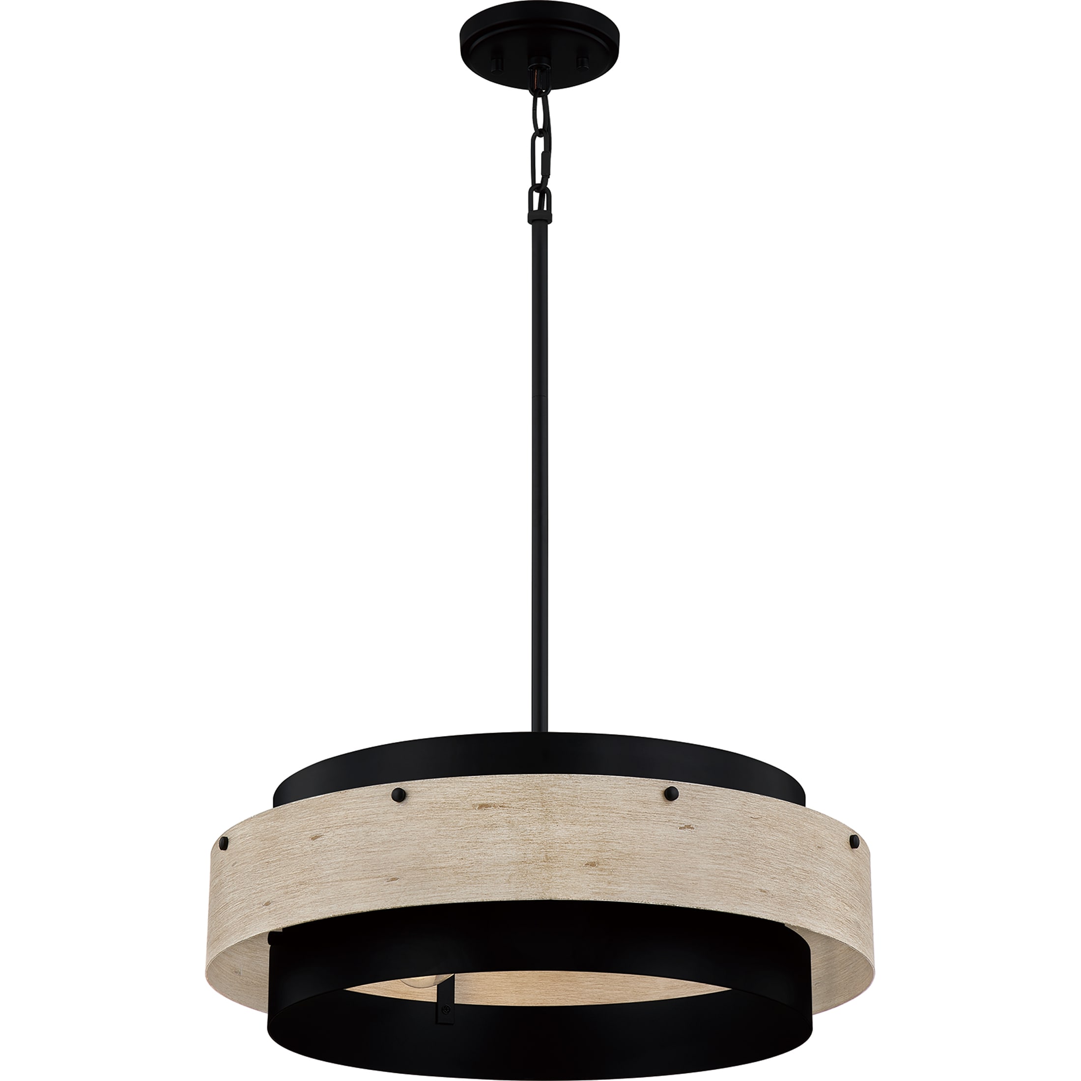 Quoizel Ainsley 4-Light Matte Black with Faux Wood Transitional