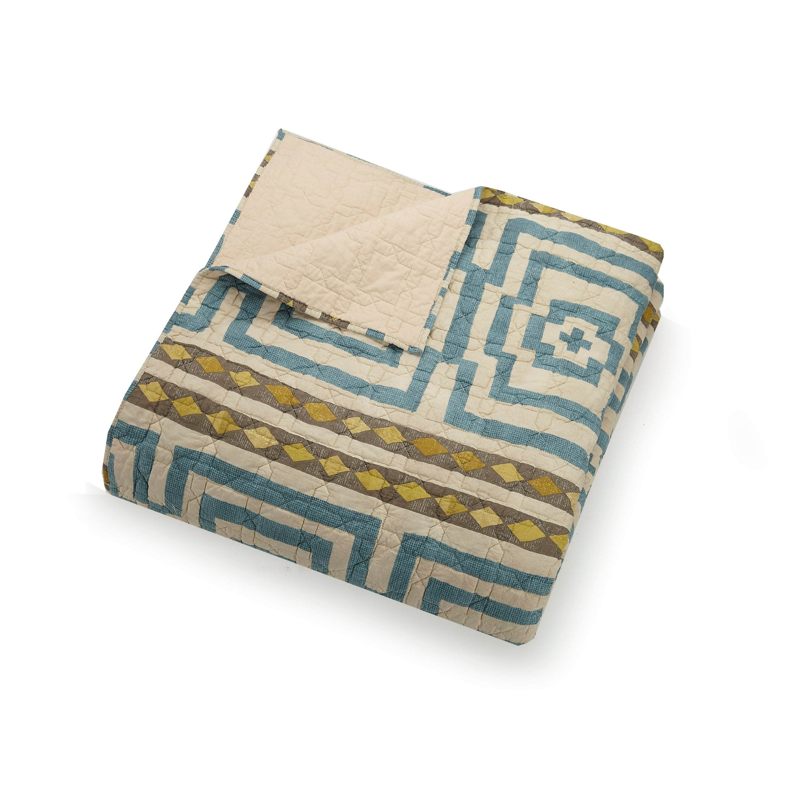 Hypnotic Blue and White Cotton Full Quilt Set