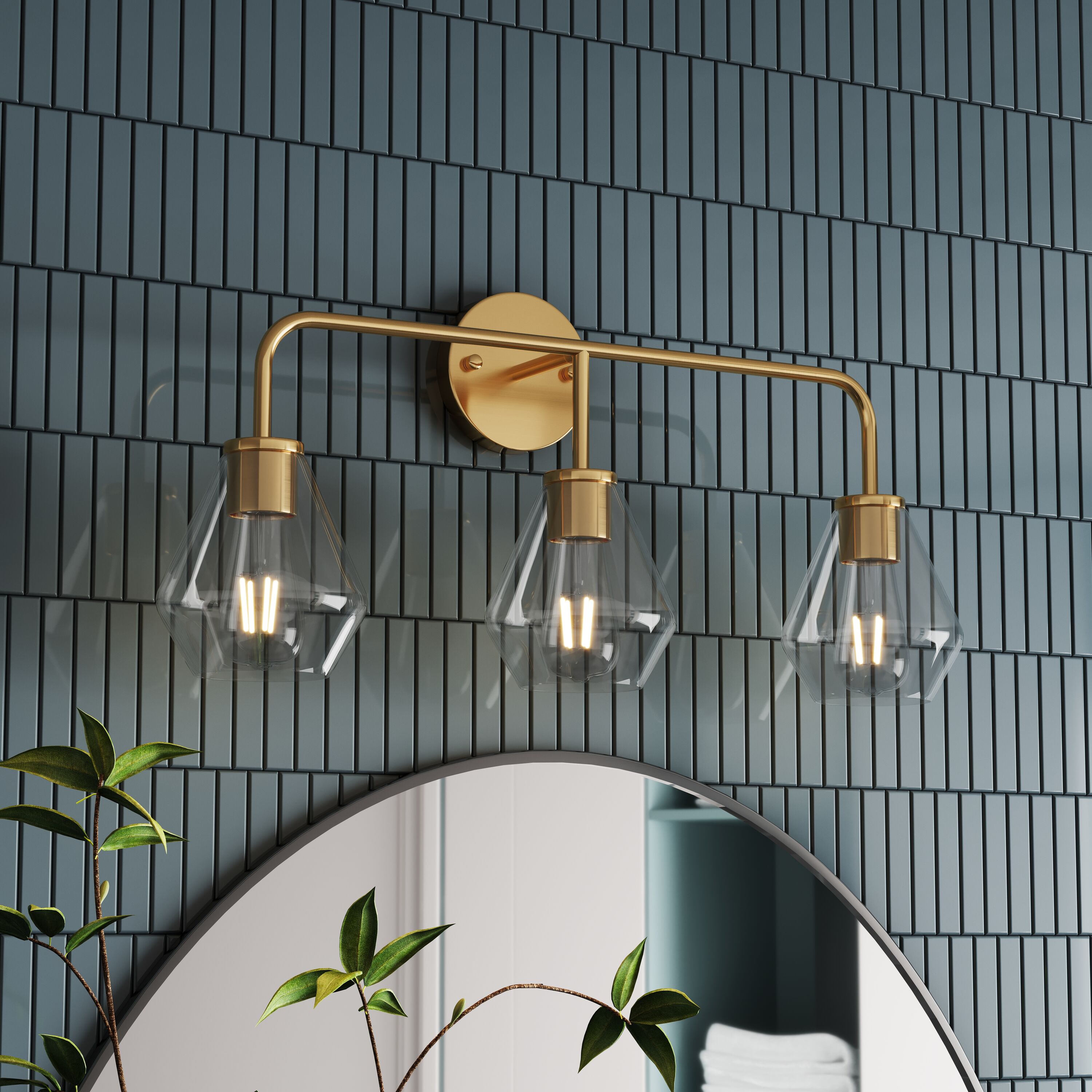 Aiwen AD-V35G 26.37-in 3 -Light Gold Modern/contemporary Vanity light