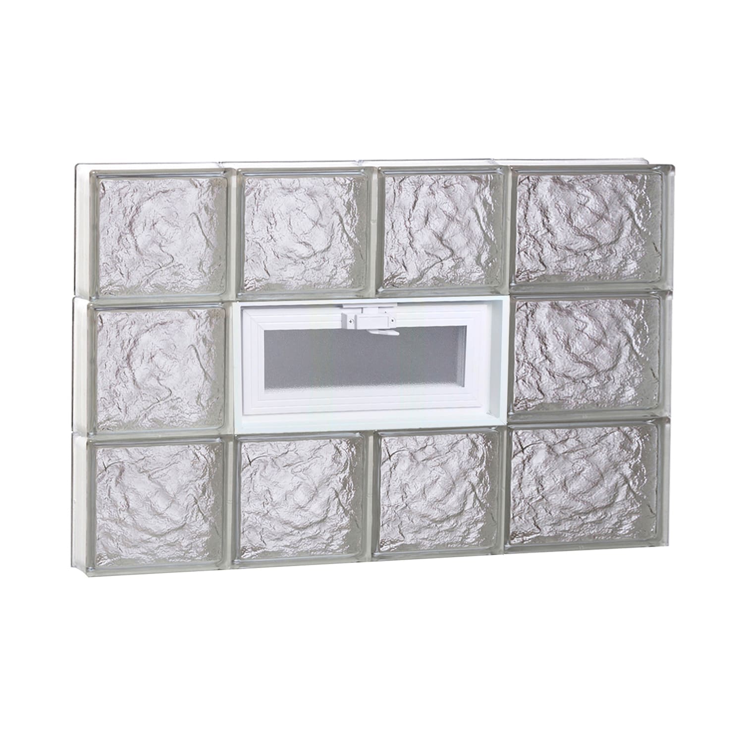 REDI2SET V2618IS Ice Glass 25-in x 17-1/4-in Frameless Replacement Vented Glass Block Window