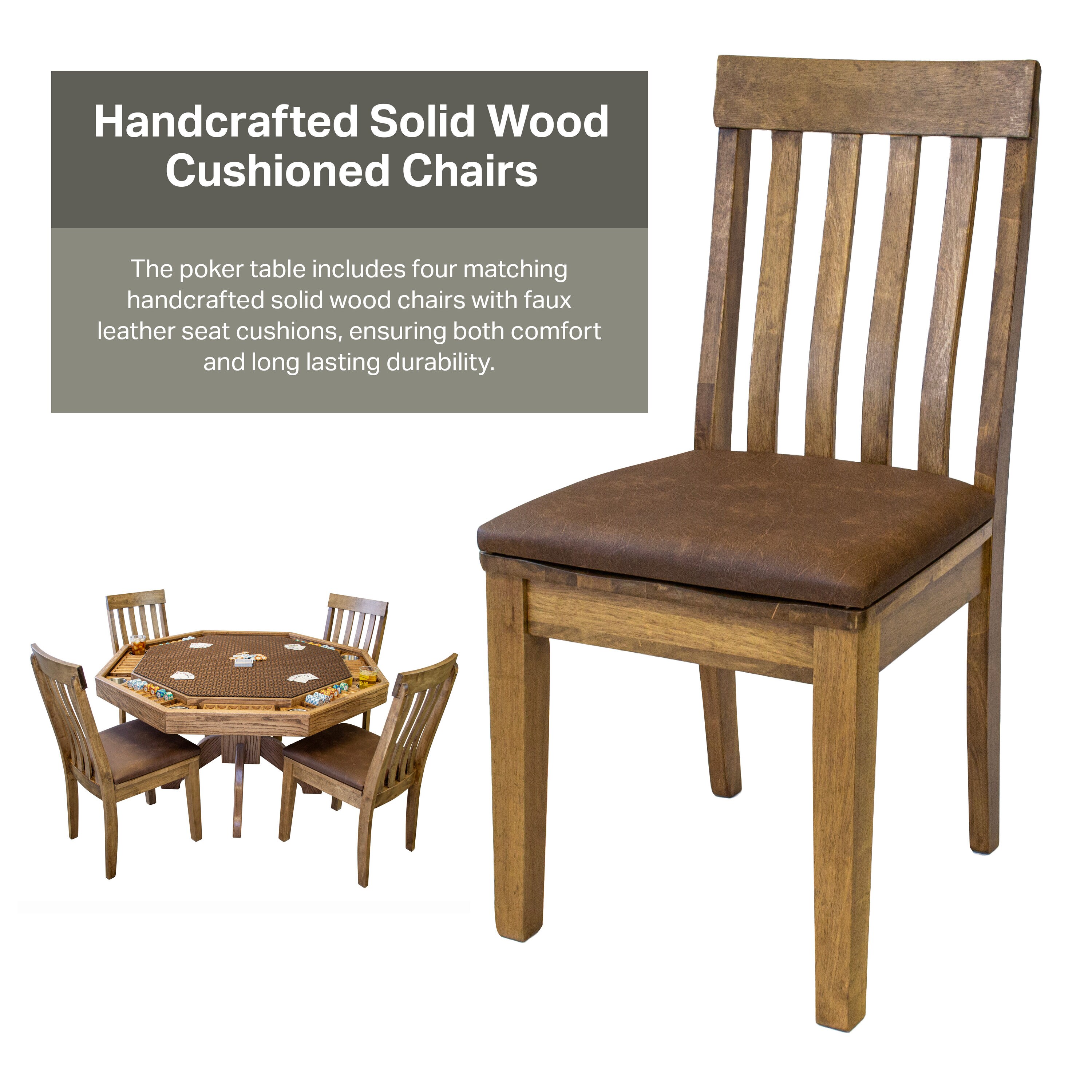 Mocha Knotty Alder 54'' Octagonal Poker Table with Cup Holders