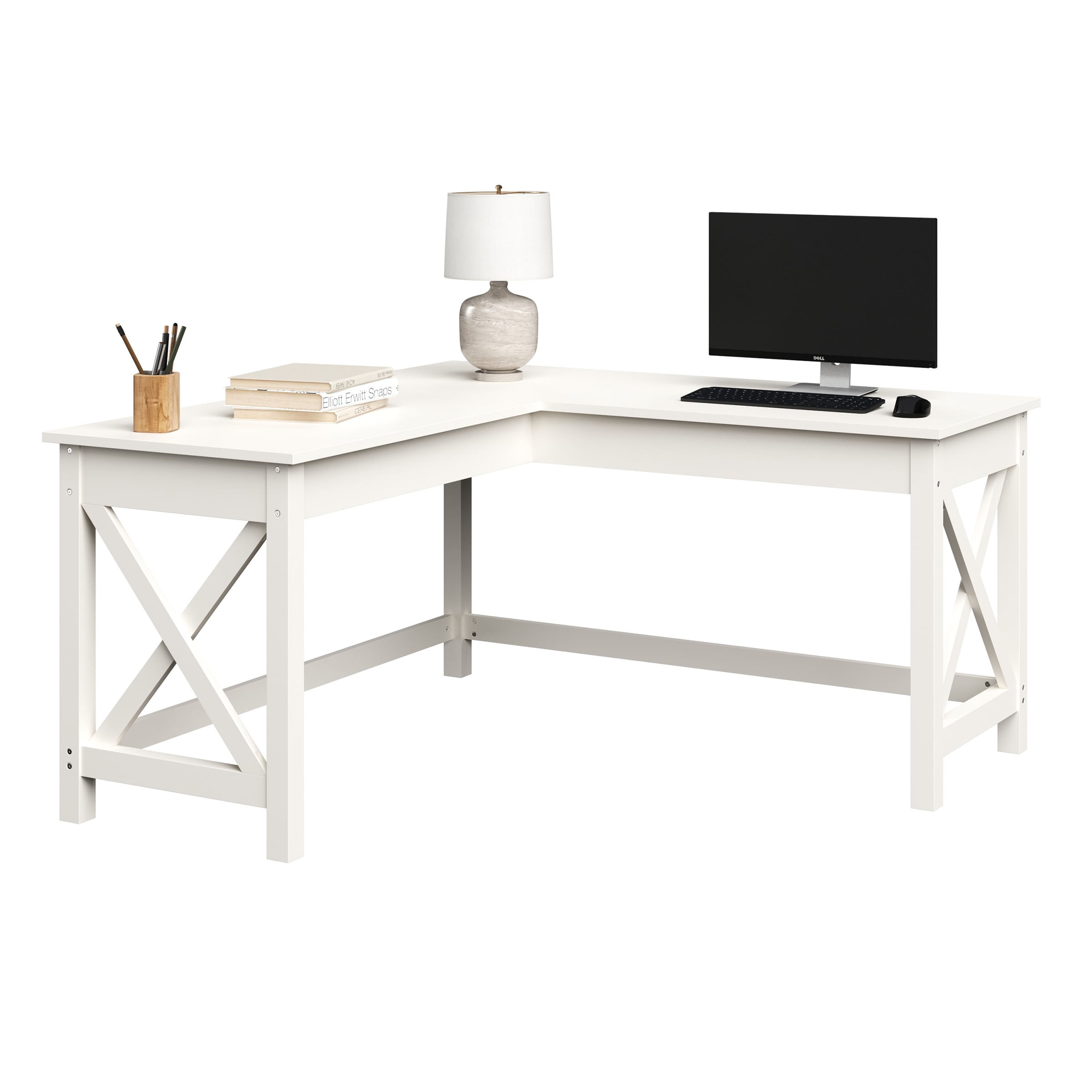 Lavish Home 80-DESK-L2-WHT 23.5-in White Modern/Contemporary L-shaped desk