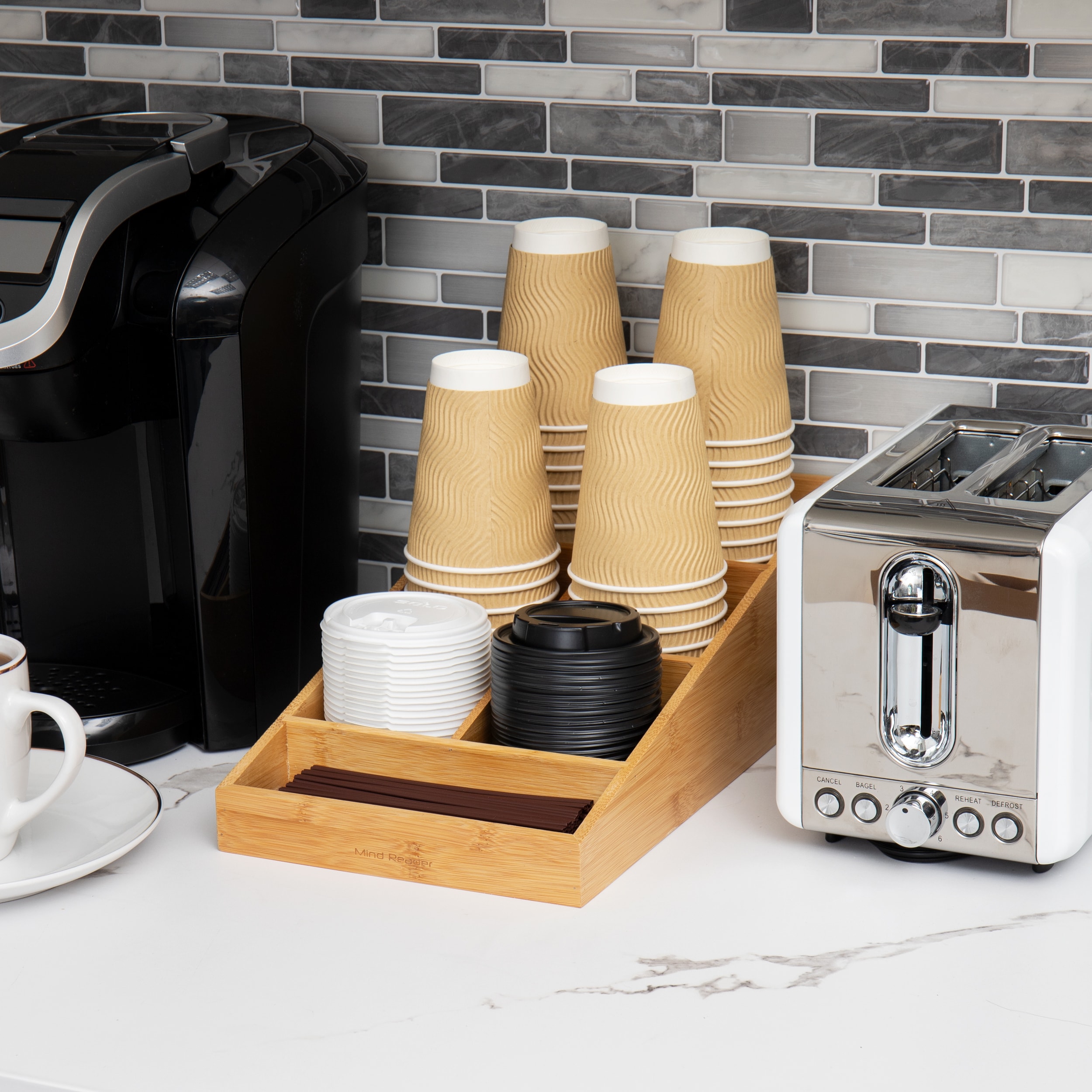  Disposable Coffee Cup Dispenser Lid Holder for Counter, Wood 6  Compartments Coffee Station Organizer for Cup Lid Sleeve Pods Condiment,  Paper Cup Dispenser Coffee Bar Accessories Storage Organizer : Home 