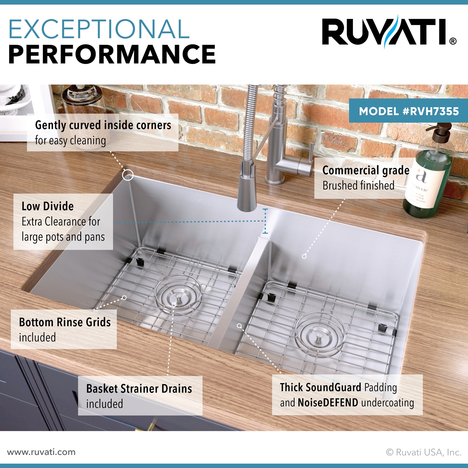 Ruvati RVH7355 Kitchen-Sinks - View #7