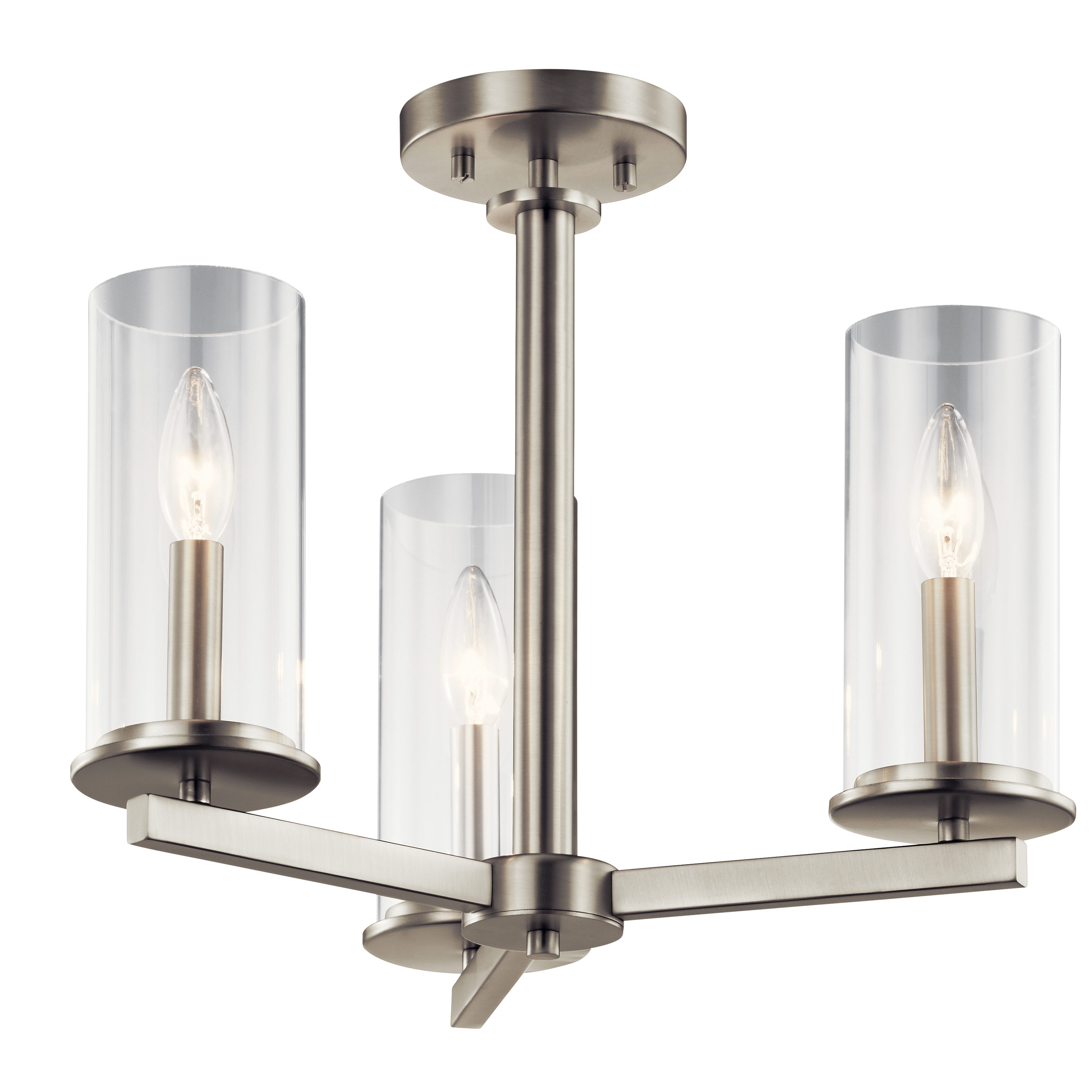 Kichler Crosby 3-Light Brushed Nickel Modern/Contemporary Chandelier in ...