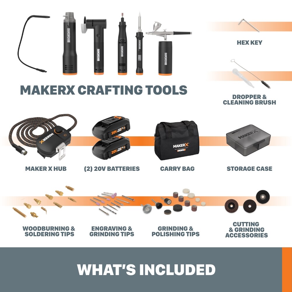 WORX MakerX Variable 20 volt Max Crafting Cordless Rotary Tool Kit Battery Charger Included WX996L at Lowes