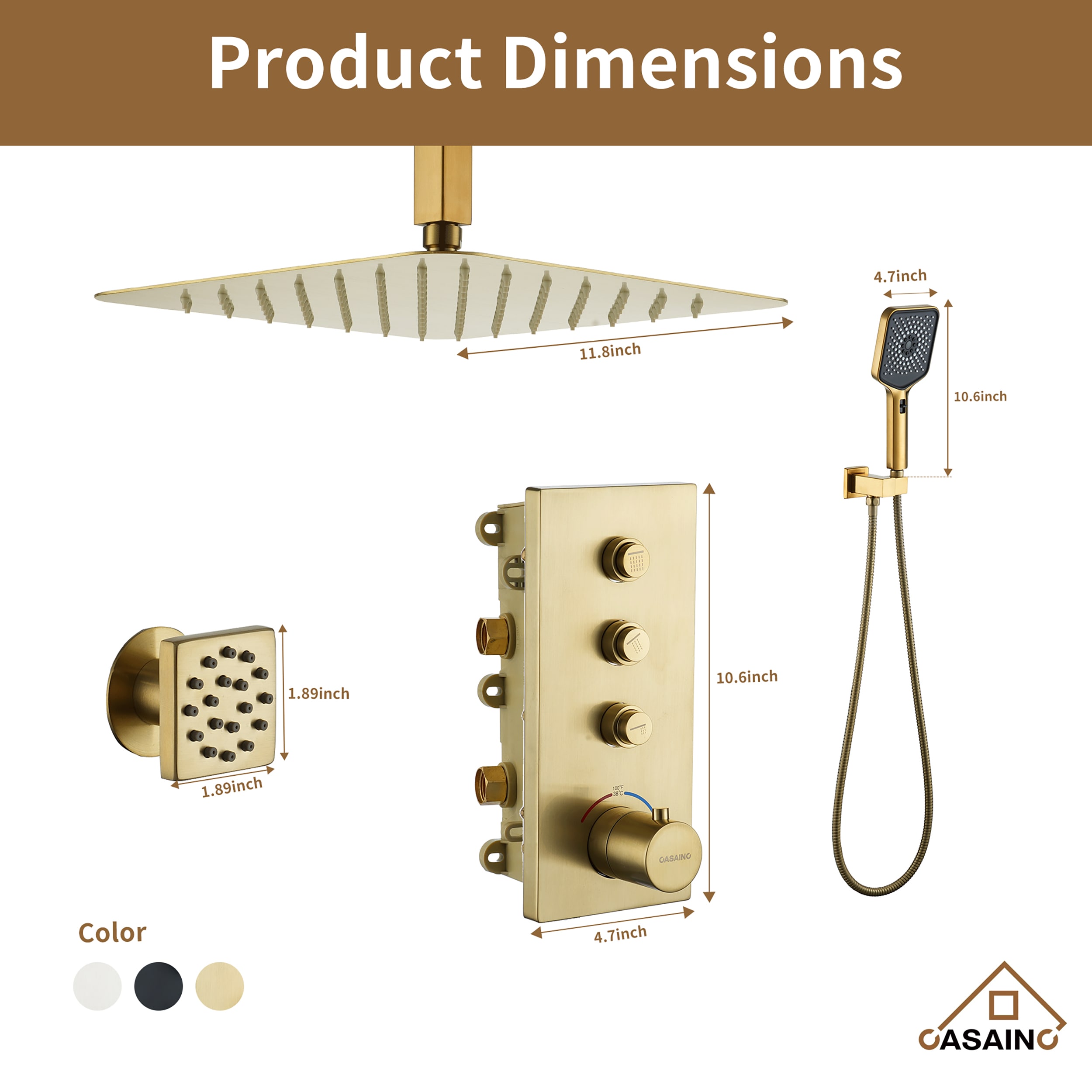 CASAINC CA-102009LK-3 Showerhead-Bar-Panels - View #9