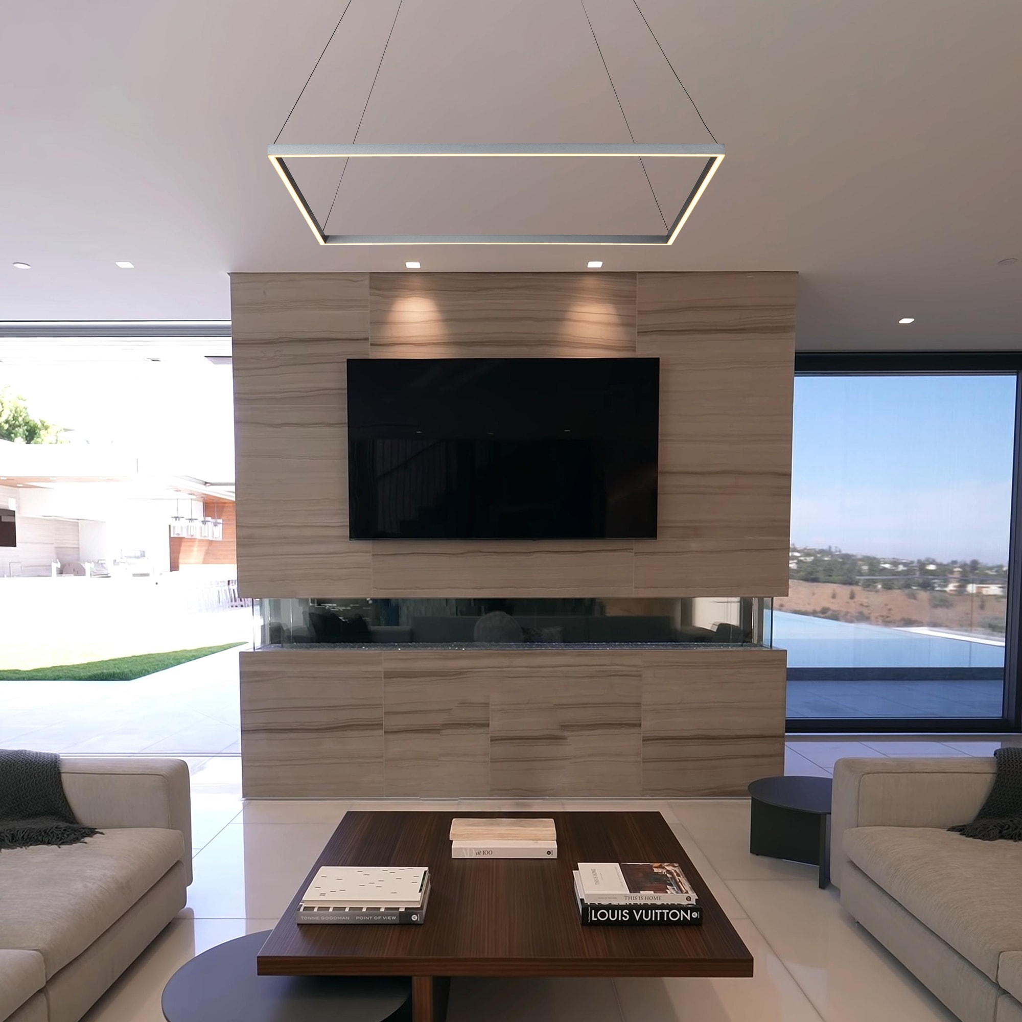Atria 39.5" Silver LED Square Pendant Light
