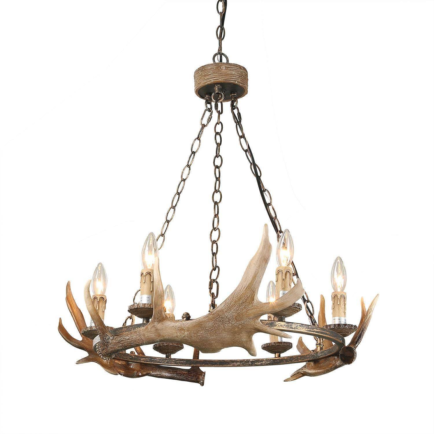 LNC Andromeda 6-Light Antique Off-white Vintage LED Dry Rated Chandelier in  the Chandeliers department at