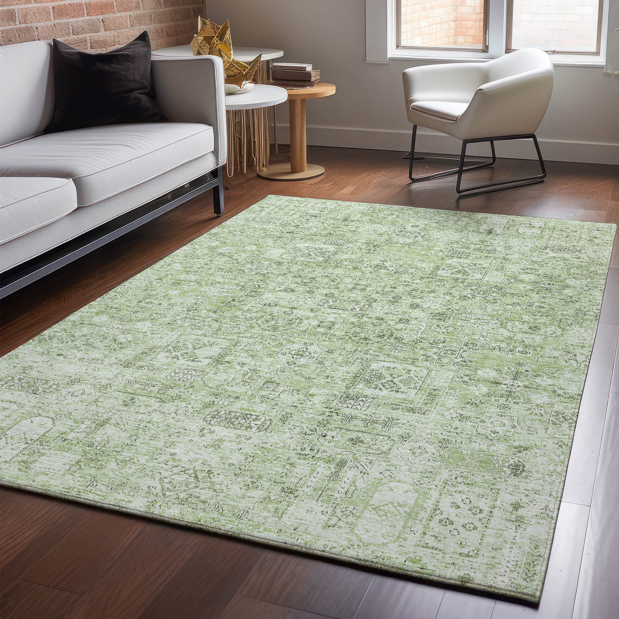 Addison Rugs AMF611GE10X14 Mayfield AMF611GE 10 x 14 (ft) Loomed Polyester Green Rectangular Indoor Geometric Machine washable Area rug