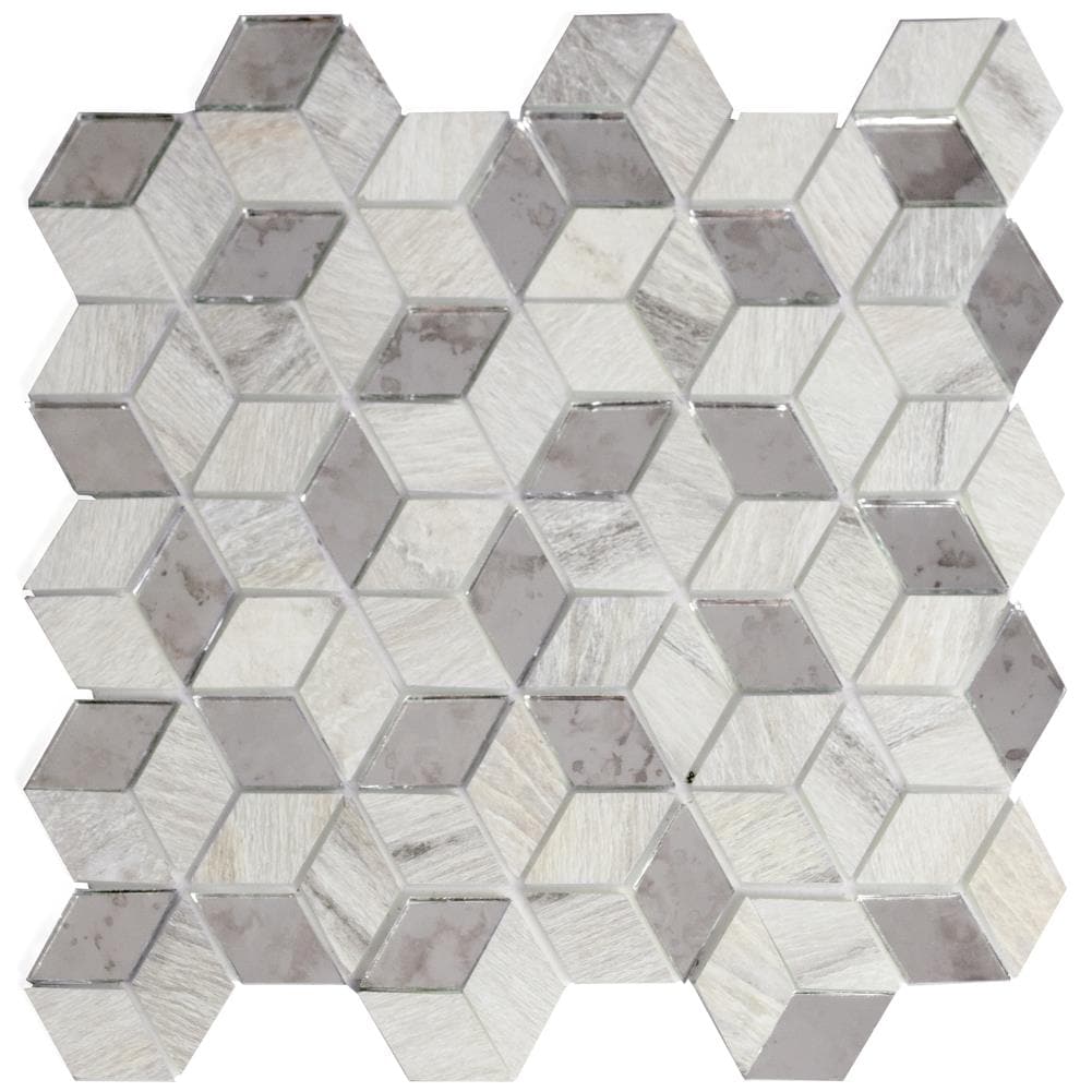 Abolos LWSMSCDIA-CN Musico Crema antique beige/multifinish 12-in x 12-in Multi-finish Glass Wood look Mosaic Wall Tile ( 7.0-sq ft Carton
