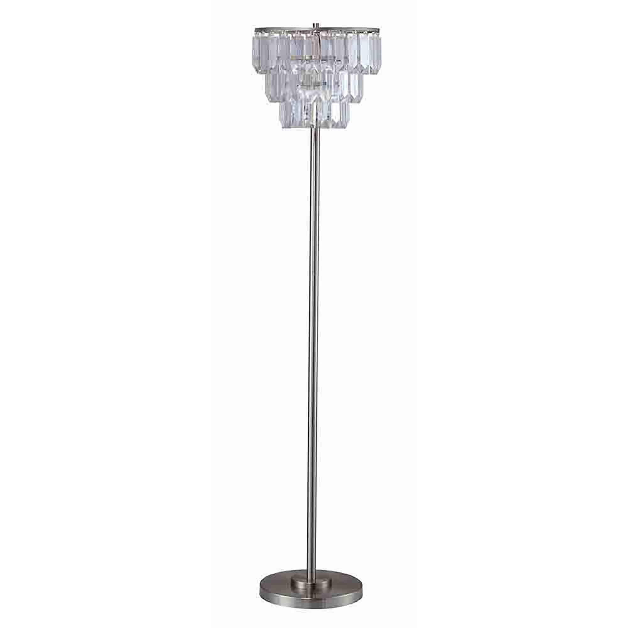 Fun Orange FUNSNDJ27 60.5-in Chrome Standard Floor Lamp with Crystal Shade