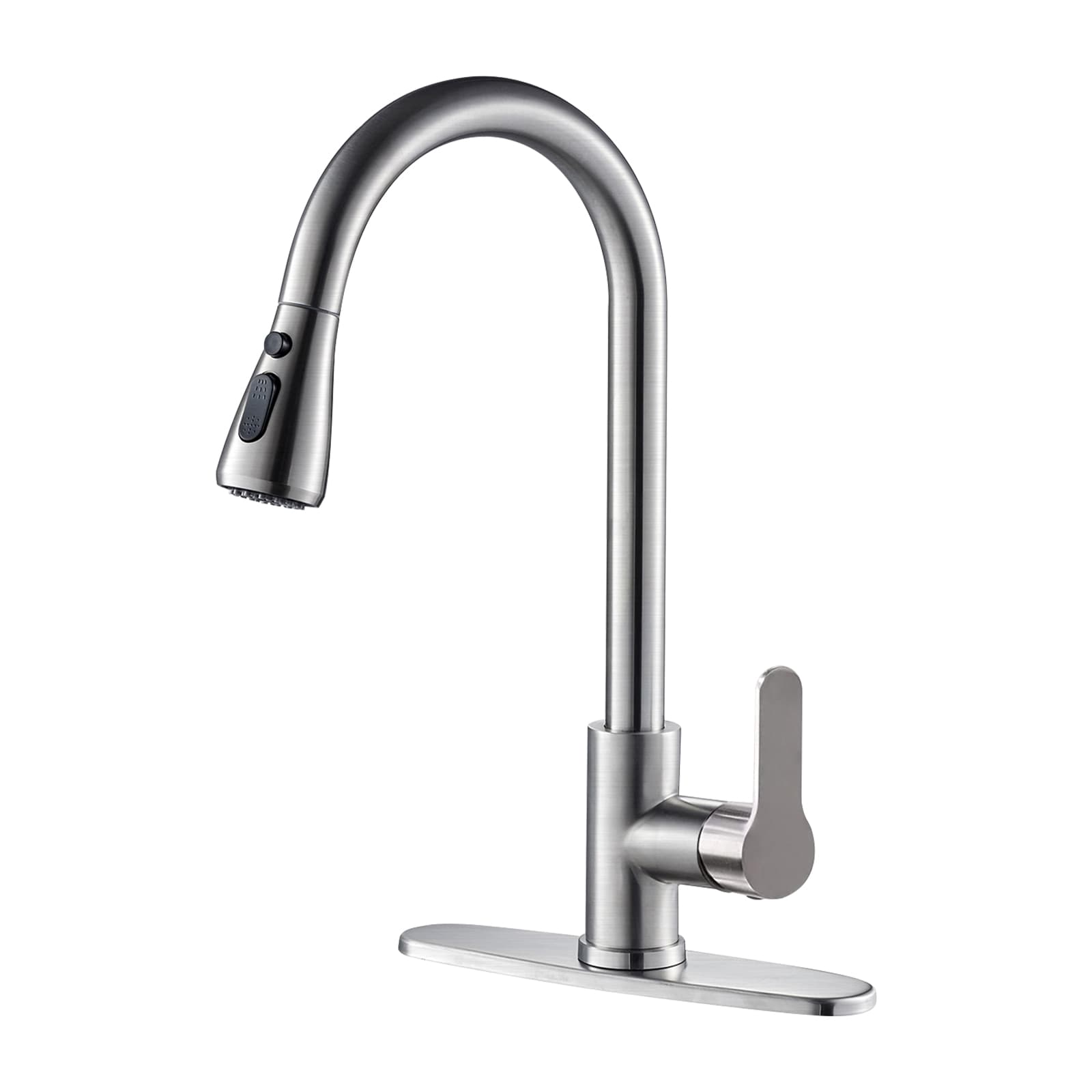 Cobbe LSKFC0403N Nickel Single Handle Deck-mount Kitchen Faucet with Sprayer ( Deck Plate Included )