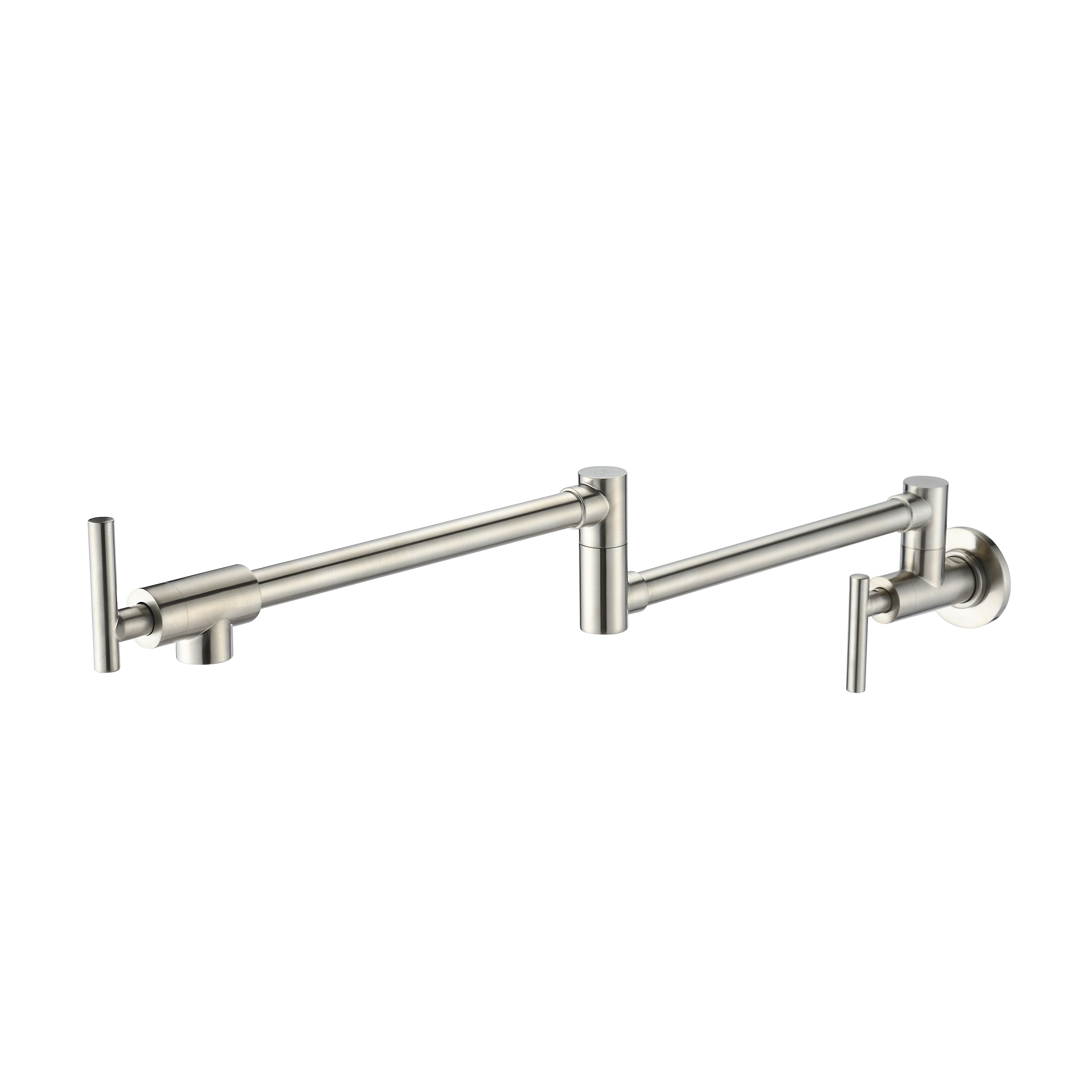 Poinic JKC7 Brushed Nickel Double Handle Wall-mount Pot Filler Kitchen Faucet