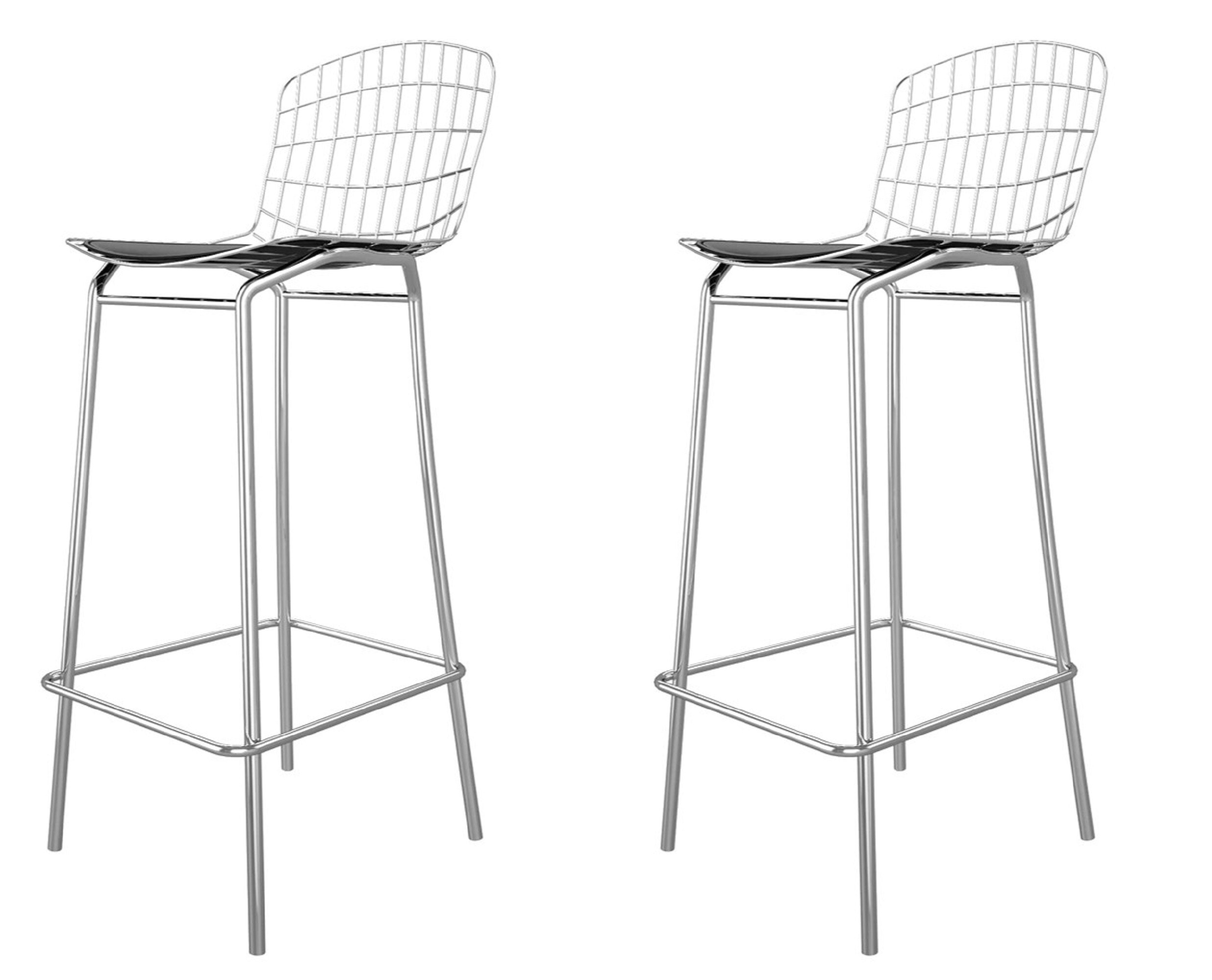Manhattan Comfort Madeline 28 in. Rose Pink Gold and White Metal Barstool  198AMC6 - The Home Depot