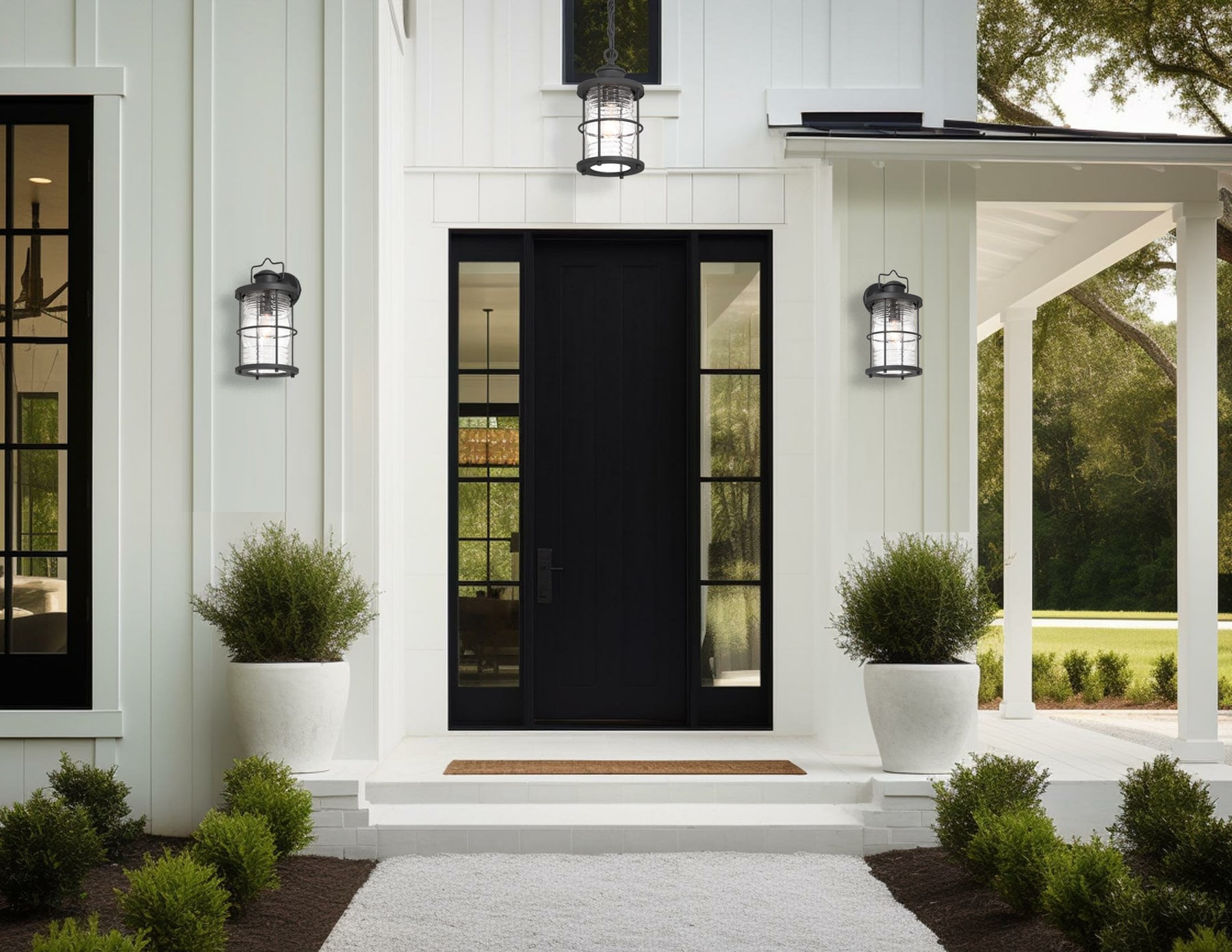 allen + roth Kerner 1-Light 14.25-in H Matte Black Led, Outdoor Wall ...