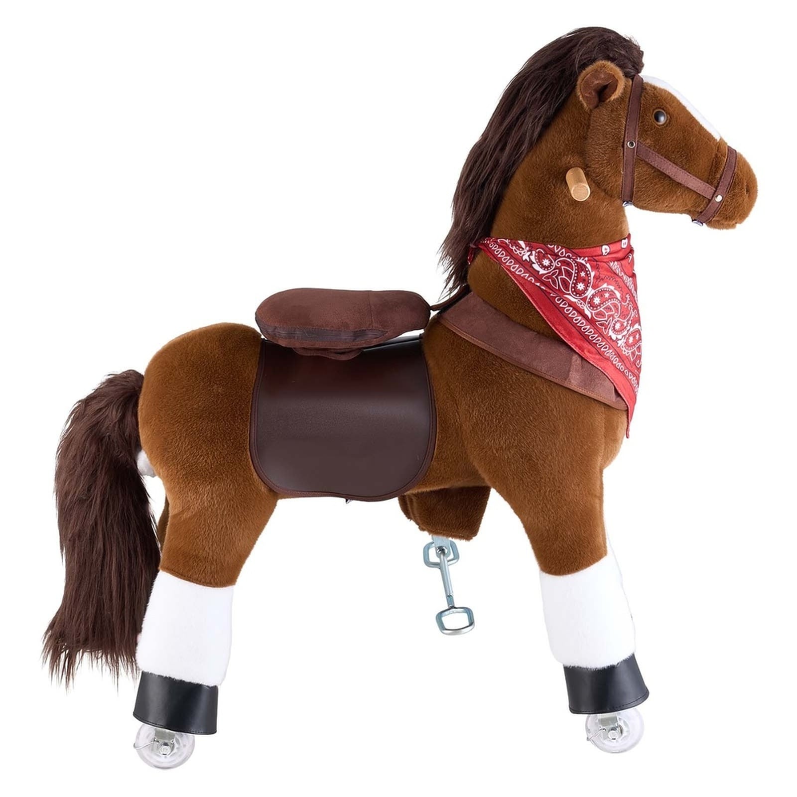 GIVIMO - Ride On Horse Pedal Riding Pony Toy 176-lb Capacity with Raised Seat Wooden Handles PU W...