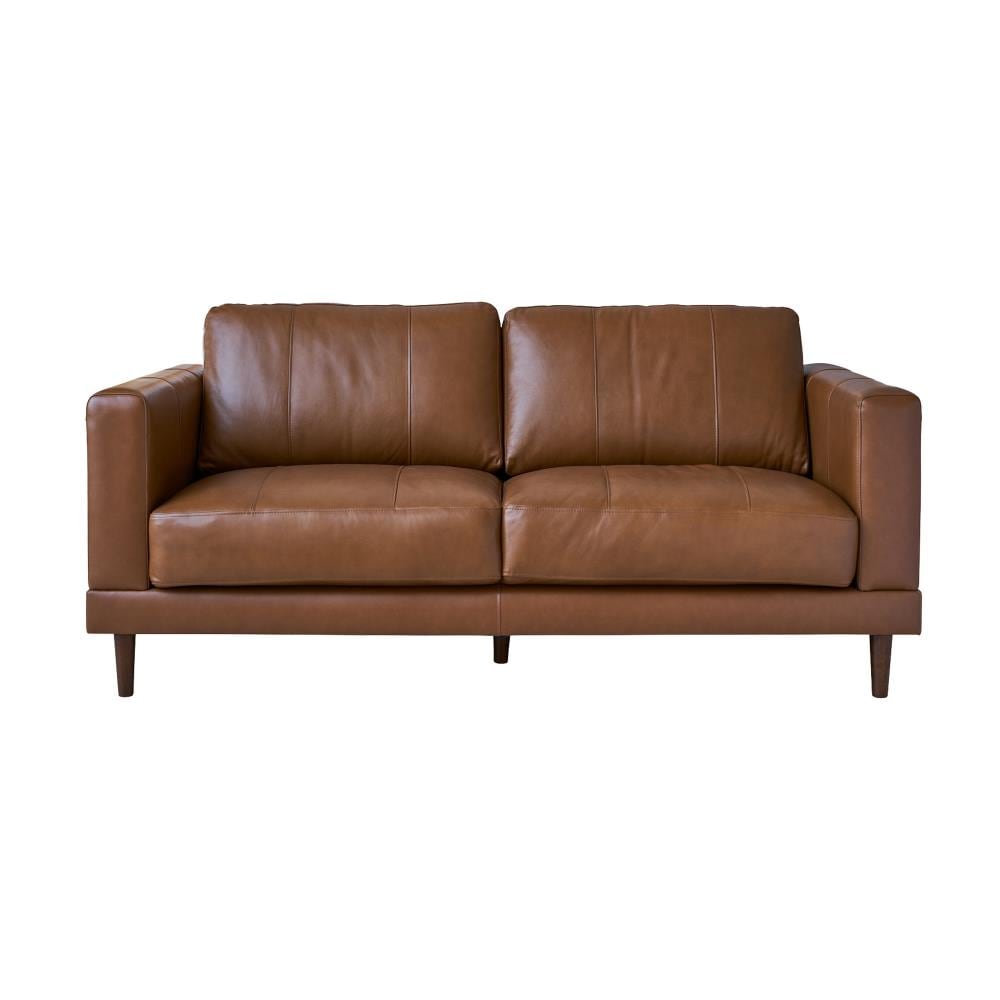 Picket House Furnishings Hanson 61-in Modern Tan Genuine Leather ...