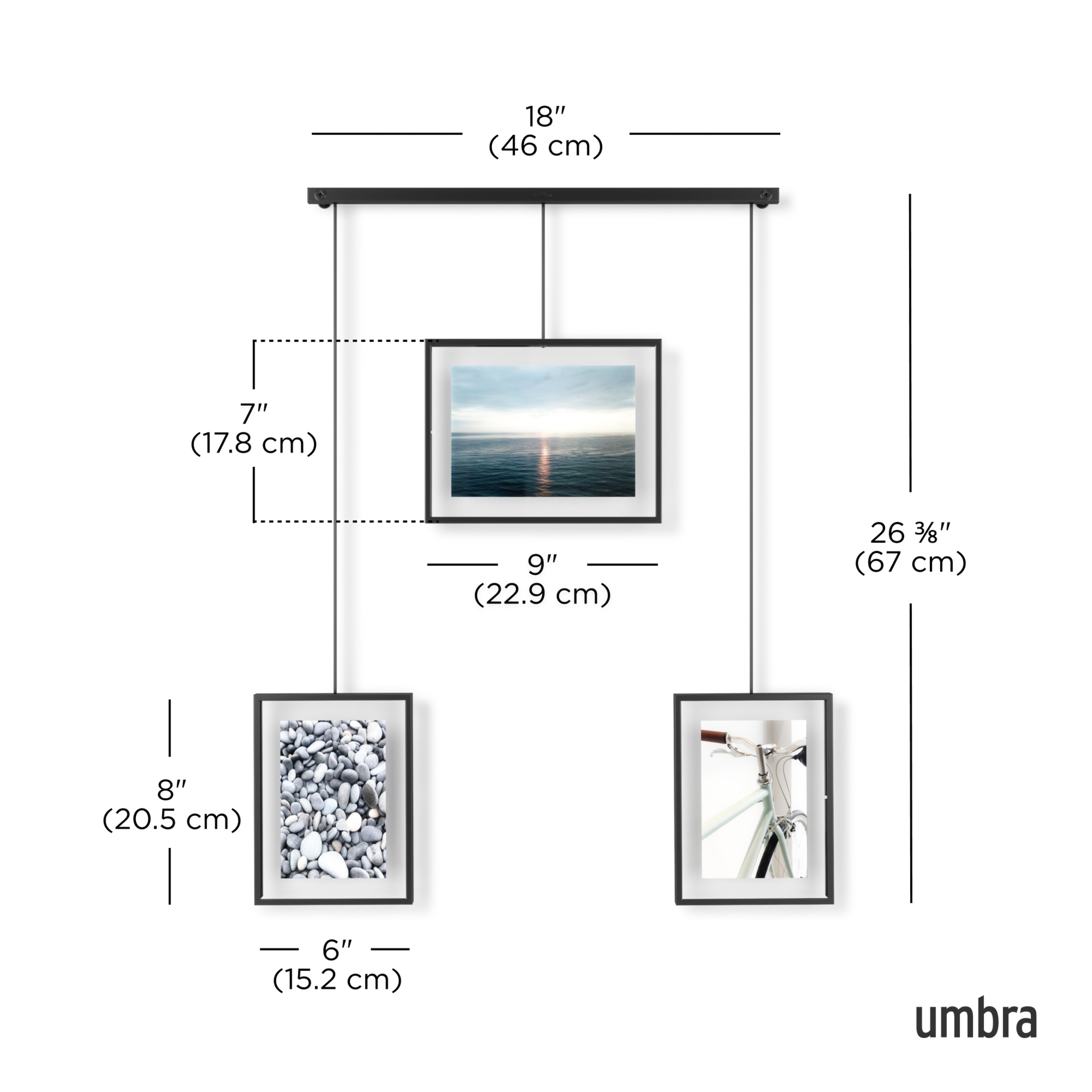 Classic Black Wall-Mounted Picture Frame Set of 3