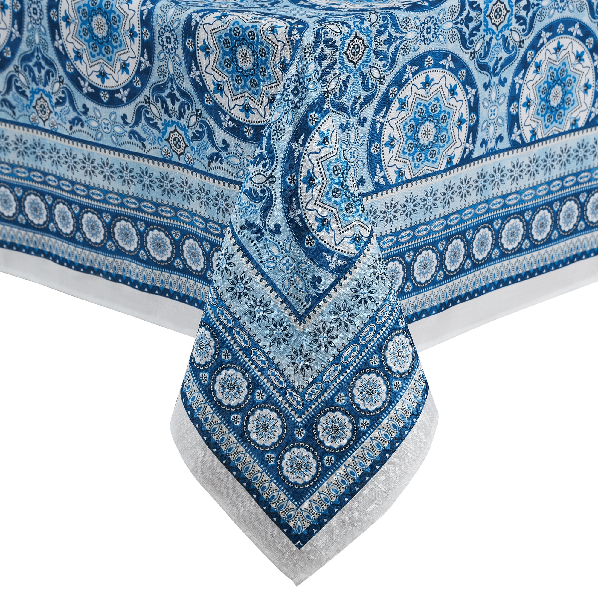 Elrene Home Fashions 194590199562 Vietri Medallion Water Resistant - 52x70 Indoor/Outdoor Multicolor Table Cover for 5-ft rectangle