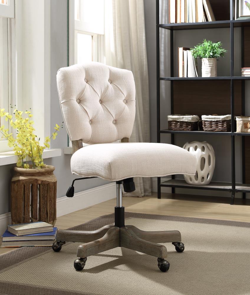 Linon Draper Natural Linen Transitional Ergonomic Adjustable Height Swivel  Polyurethane Desk Chair in the Office Chairs department at