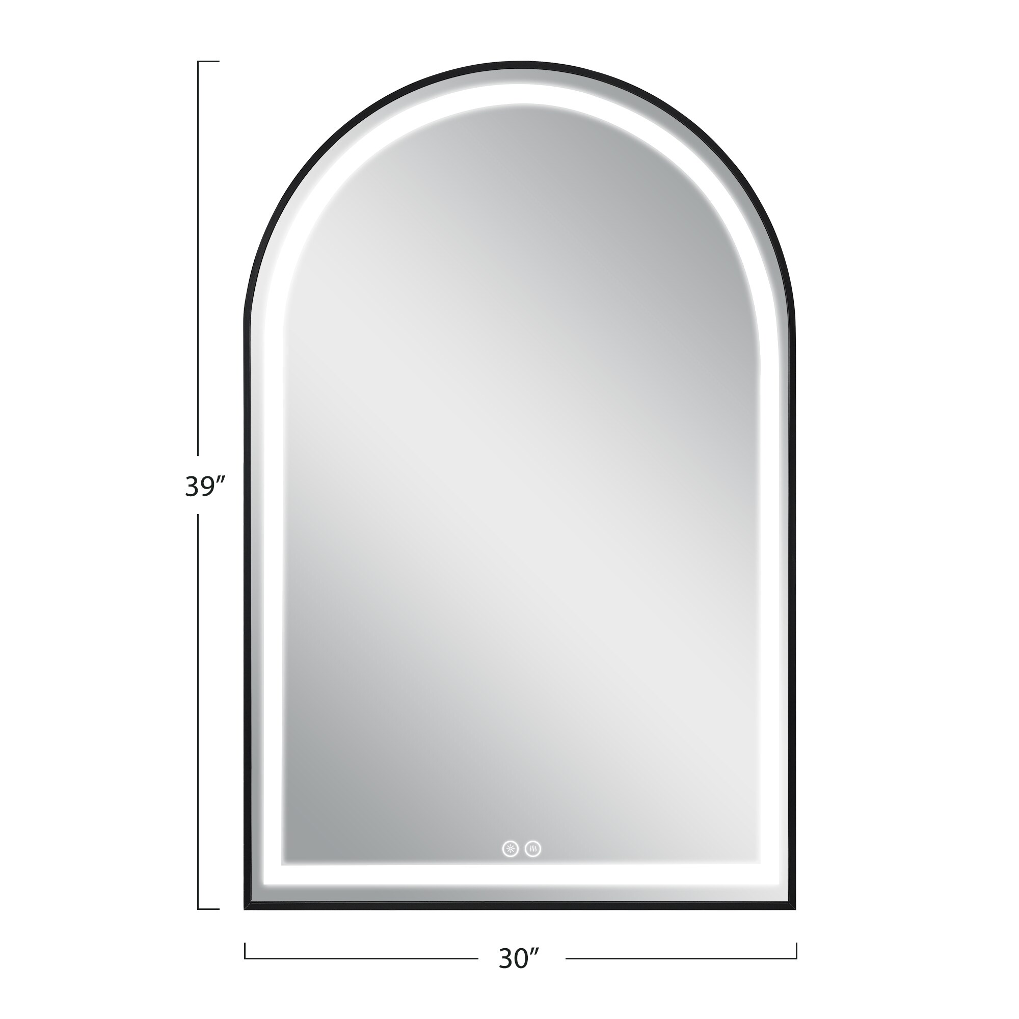 NeuType 30-in x 39-in Dimmable Lighted Black Arch Fog Free Framed Bathroom  Vanity Mirror in the Bathroom Mirrors department at