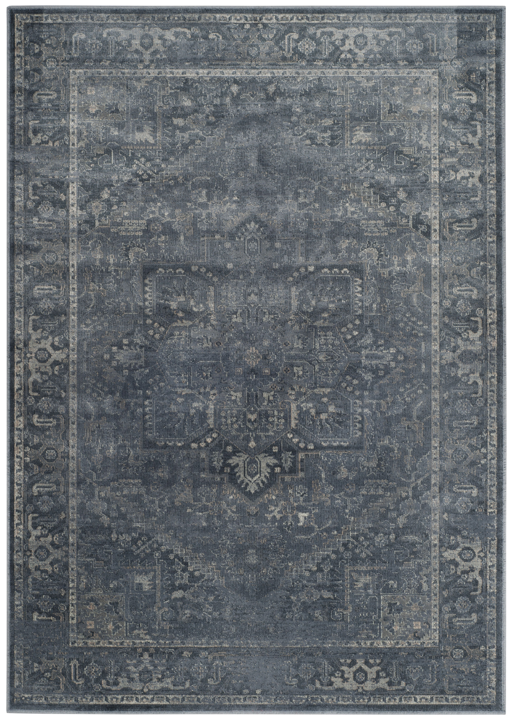 Heirloom Blue Silk-Blend Hand-Knotted Transitional Area Rug