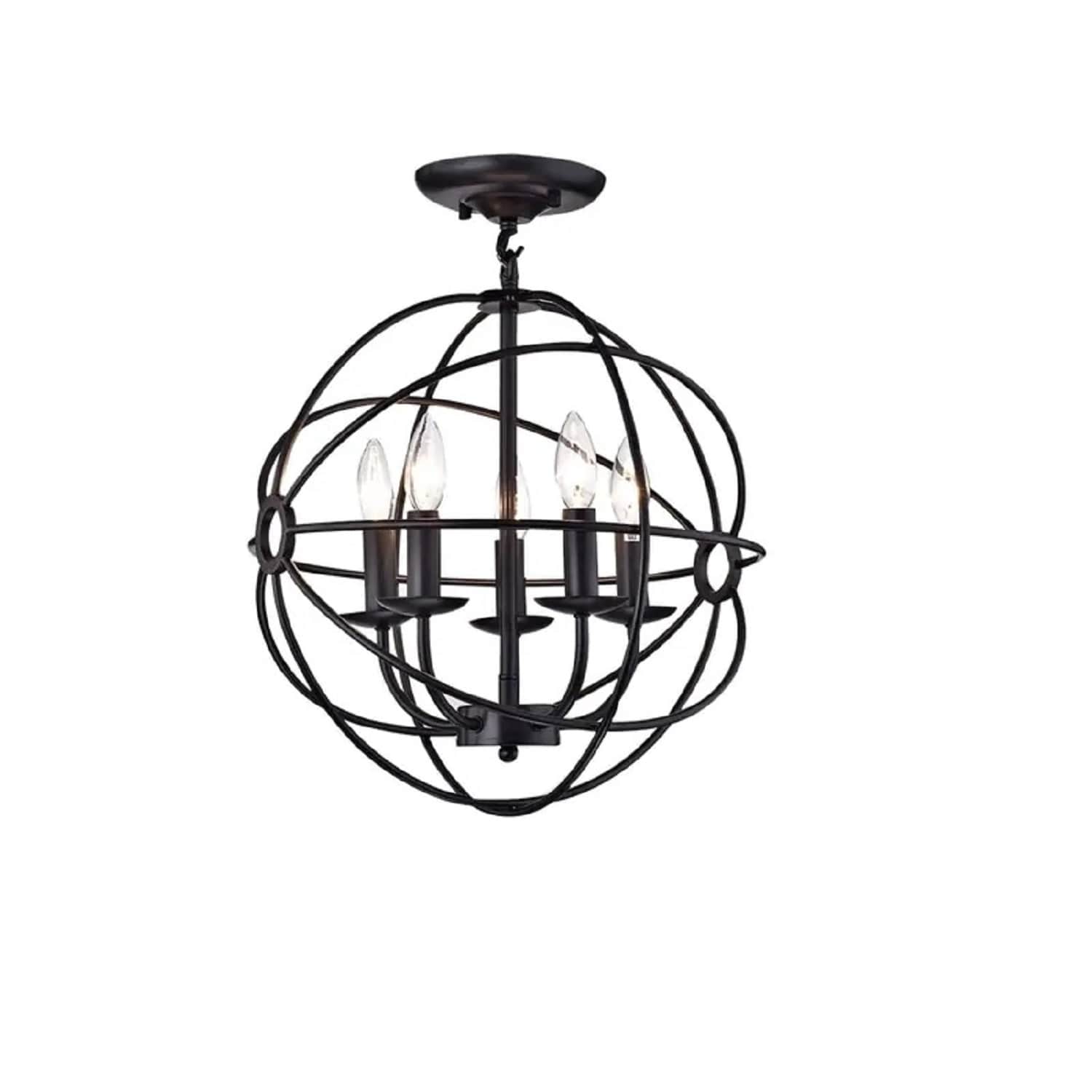 Atomic Globe Black Cage 19" Chandelier