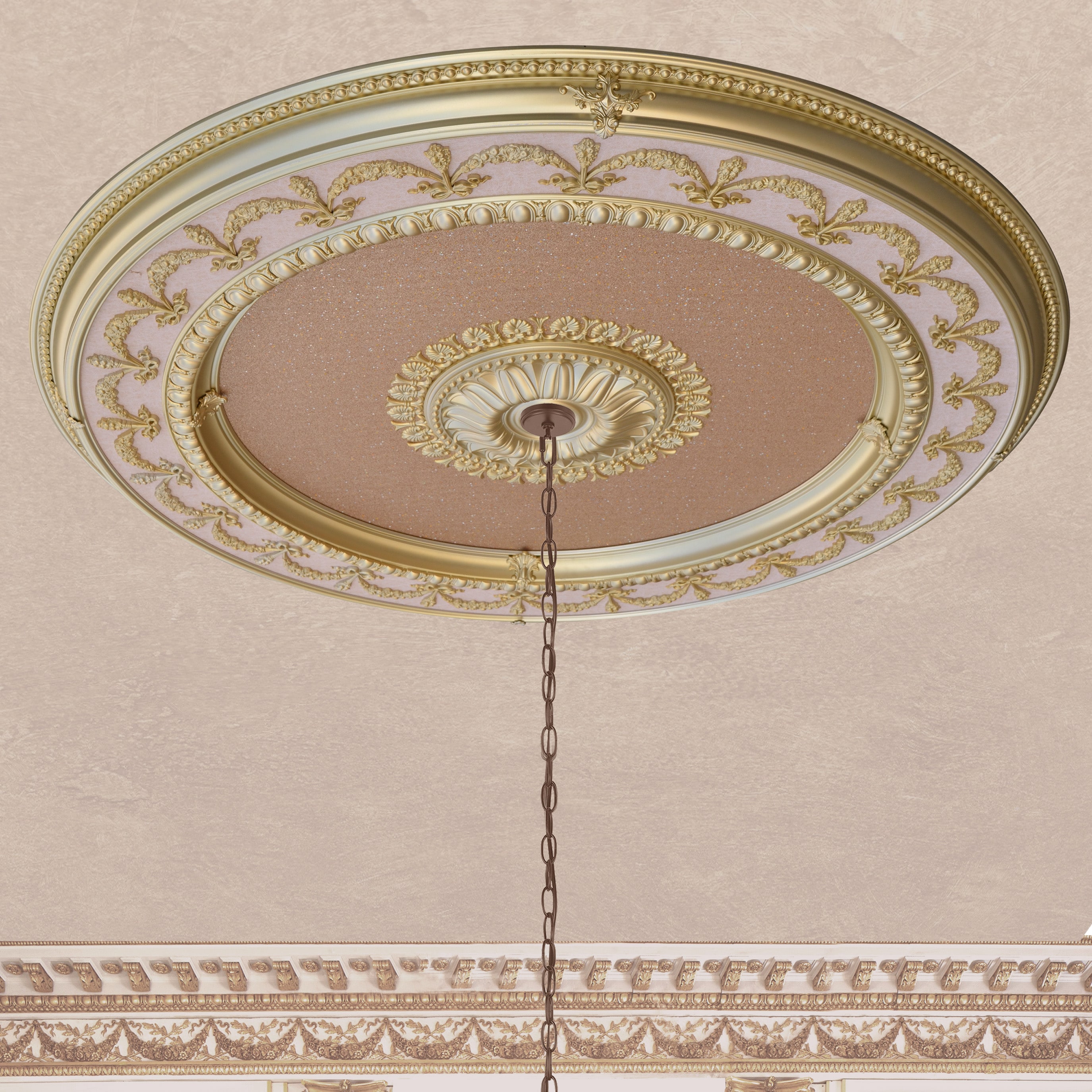 AFD HOME 12013947 Masterpiece Moldings 63-in W x 63-in L Traditional Multiple colors/finishes Polystyrene Whole Ceiling Medallion