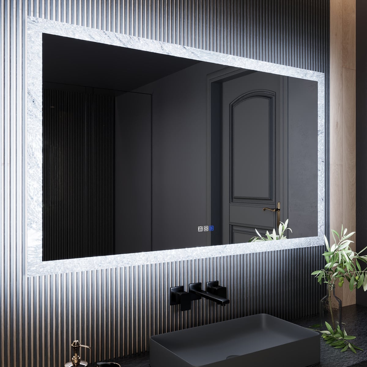 AAZJ ASY-MCL2028BL HS Beveled LED Medicine Cabinet 30-in x 24-in Lighted LED Fog Free Surface/Recessed Mount Silver Mirrored Rectangle Soft Close Medicine Cabinet