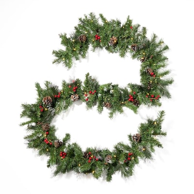 Best Ing Home Decor Indoor Pre Lit Battery Operated 9 Ft Spruce Garland With White Led Lights In The Artificial Christmas Department At Com - Home Goods Outdoor Christmas Decorations