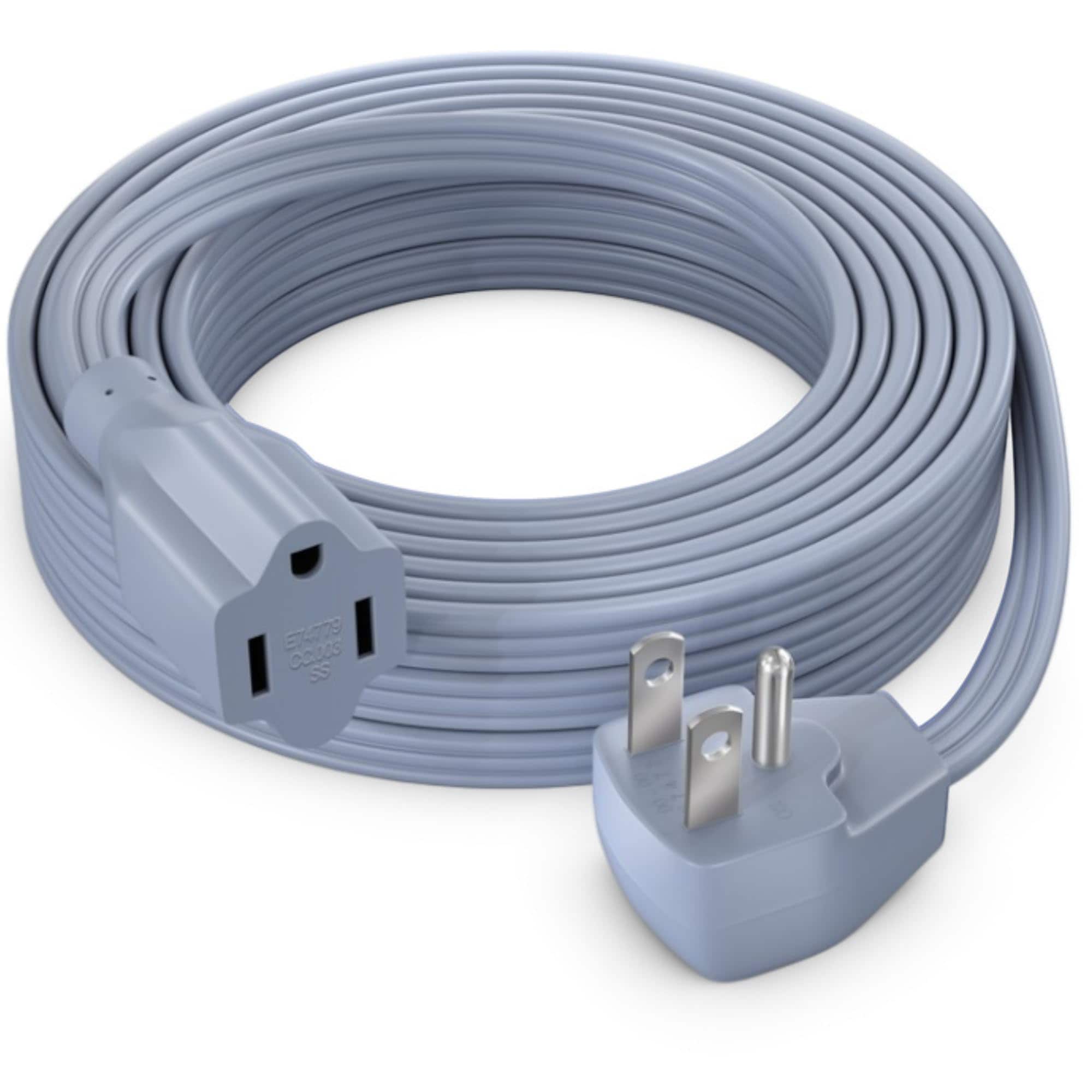 Maximm Extension Cord Heavy Duty (20 Feet) Flat Wire 3-Prong Flat Plug - 14 AWG Power Cord - UL Certified - Gray - Ideal for Home and Office Use - Appliances - Electronics - Power Tools