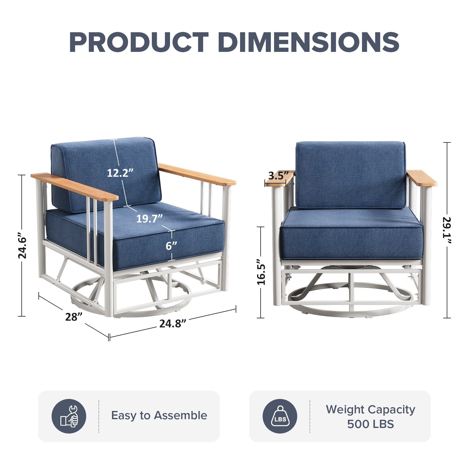 Pocassy PJACWH20-1 Patio-Chairs - View #3