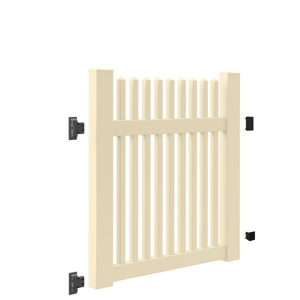 Freedom 73025389 Carlisle Straight 4-ft H x 4-ft W Sand Vinyl Fence Gate