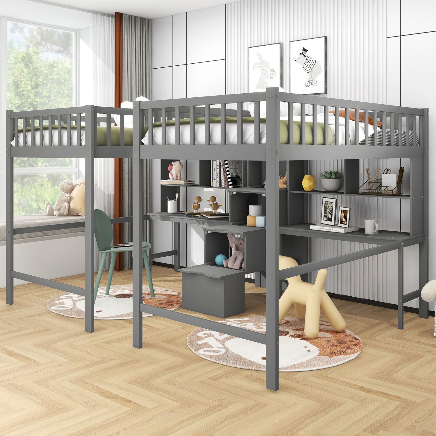 JASMODER GX000326AAE Gray Twin Composite Platform Bed with Storage