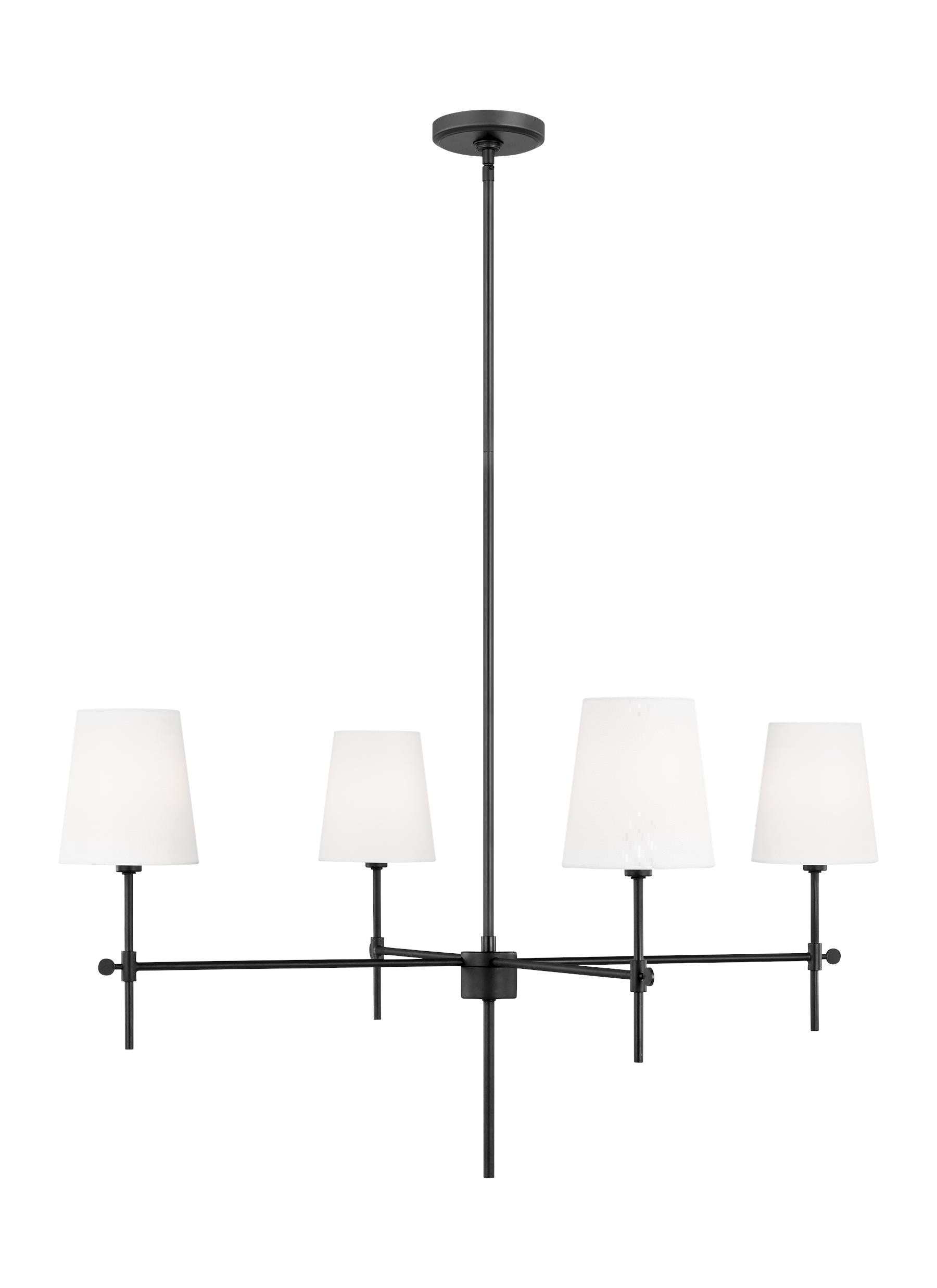 Generation Lighting 3287204-112 Baker 4 -Light Matte Black Transitional For Use in Dining Rooms, Foyers, Living Rooms Chandelier