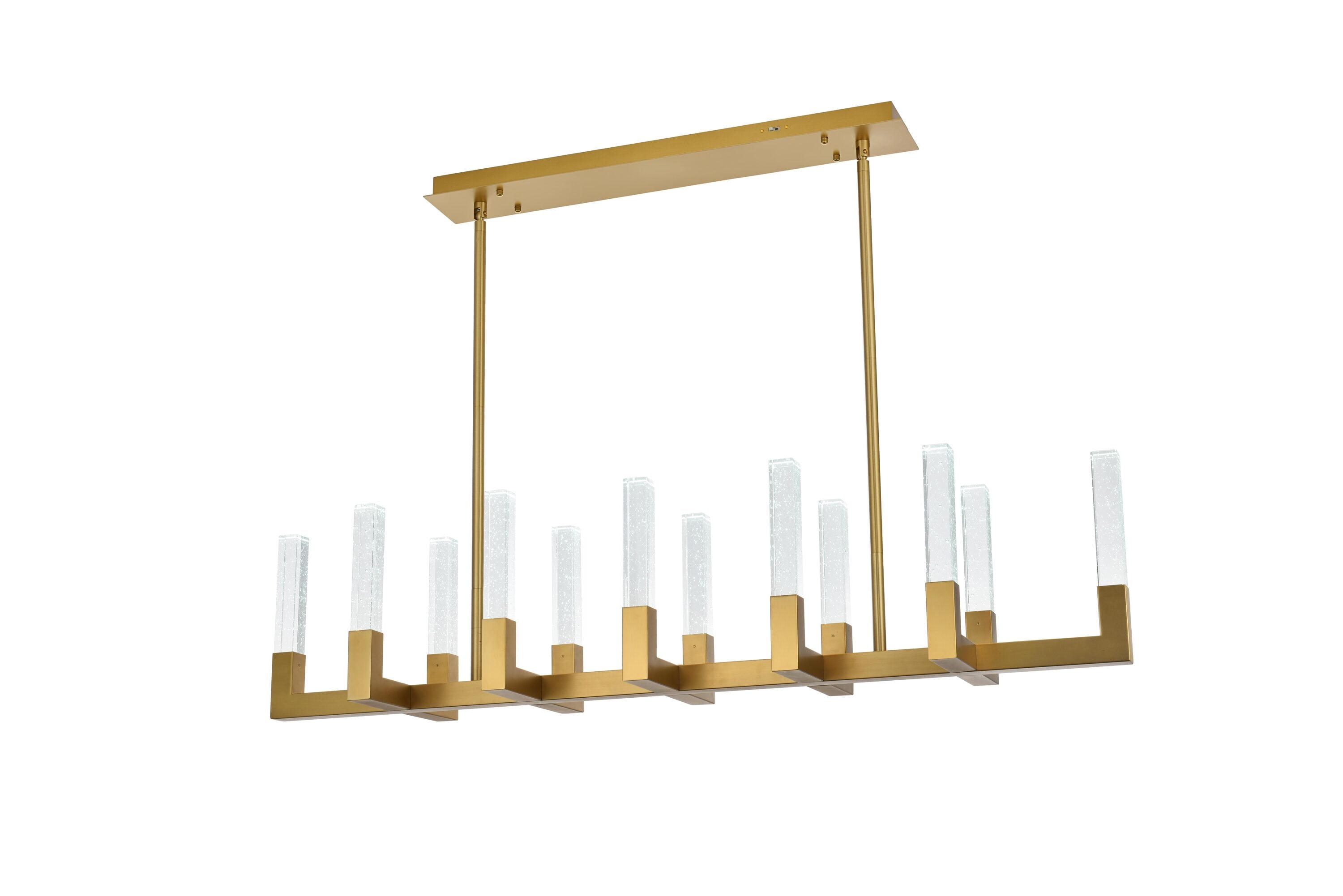 Noemi 51-Inch Satin Gold LED Crystal Island Pendant Light