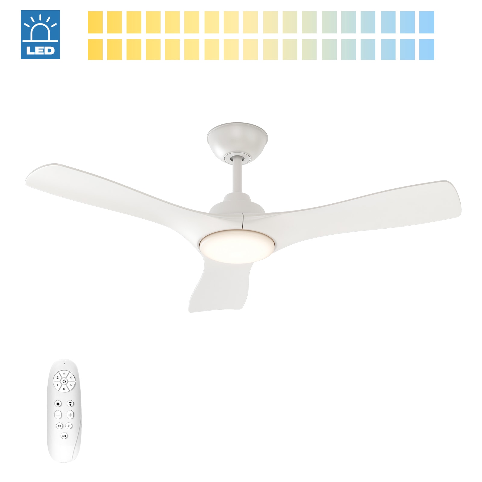 Warmiplanet WICF12-1 Arrebol 42-in Color-Changing Integrated LED White with Plastic Blades Ceiling Fan With Light - Remote Included ( 3 -Blade )