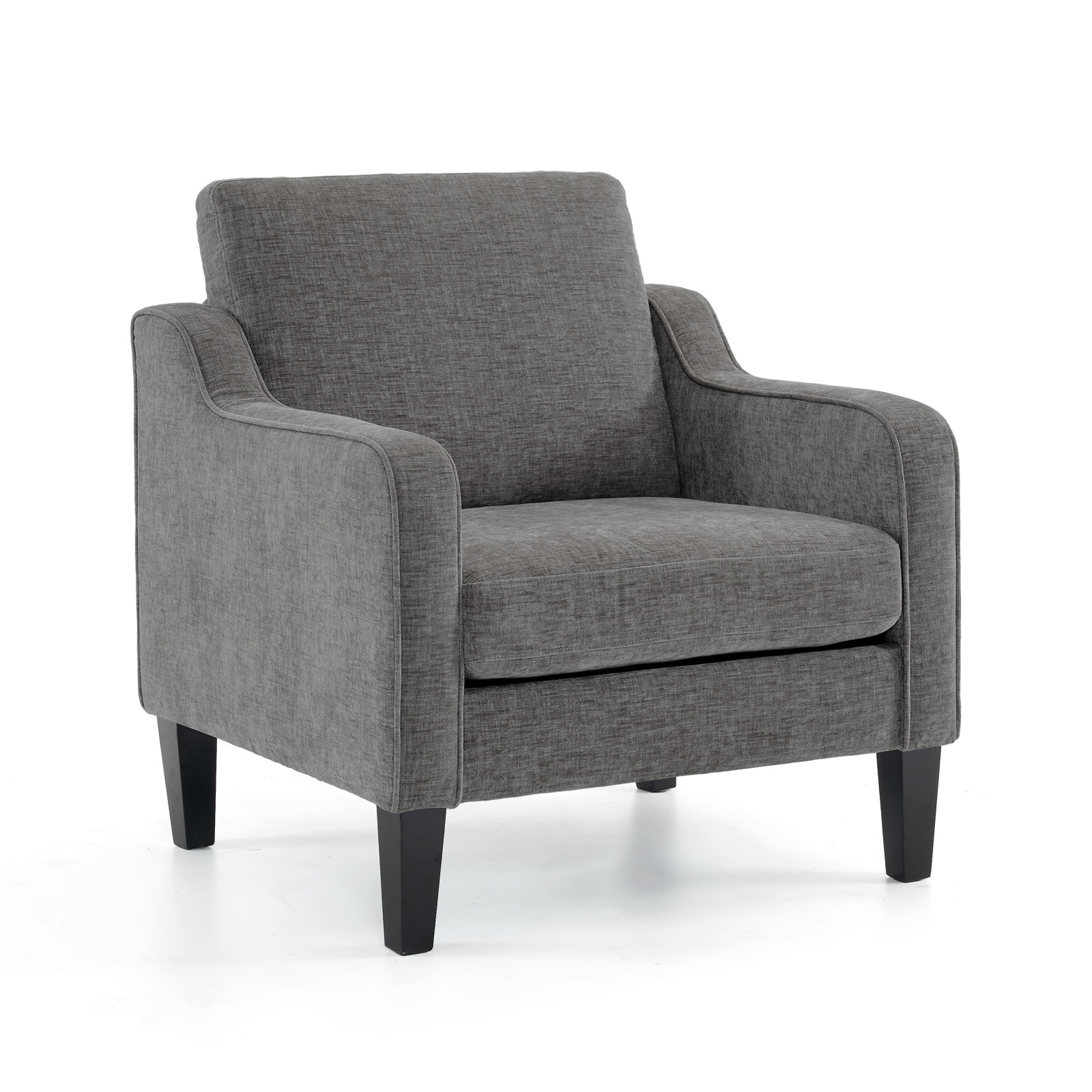 VINGLI - 30-in W Mid Century Light Grey Soft Chenille Accent Chairs