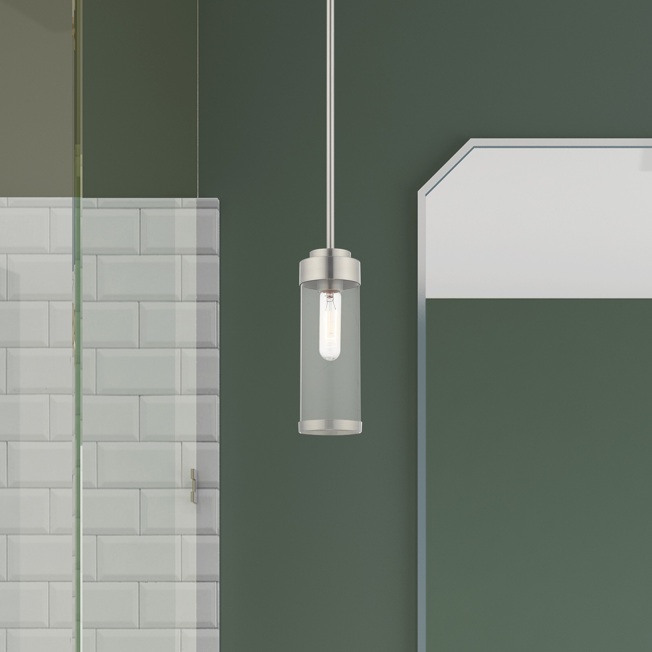 Brushed Nickel Mini Pendant with Clear Glass Shade
