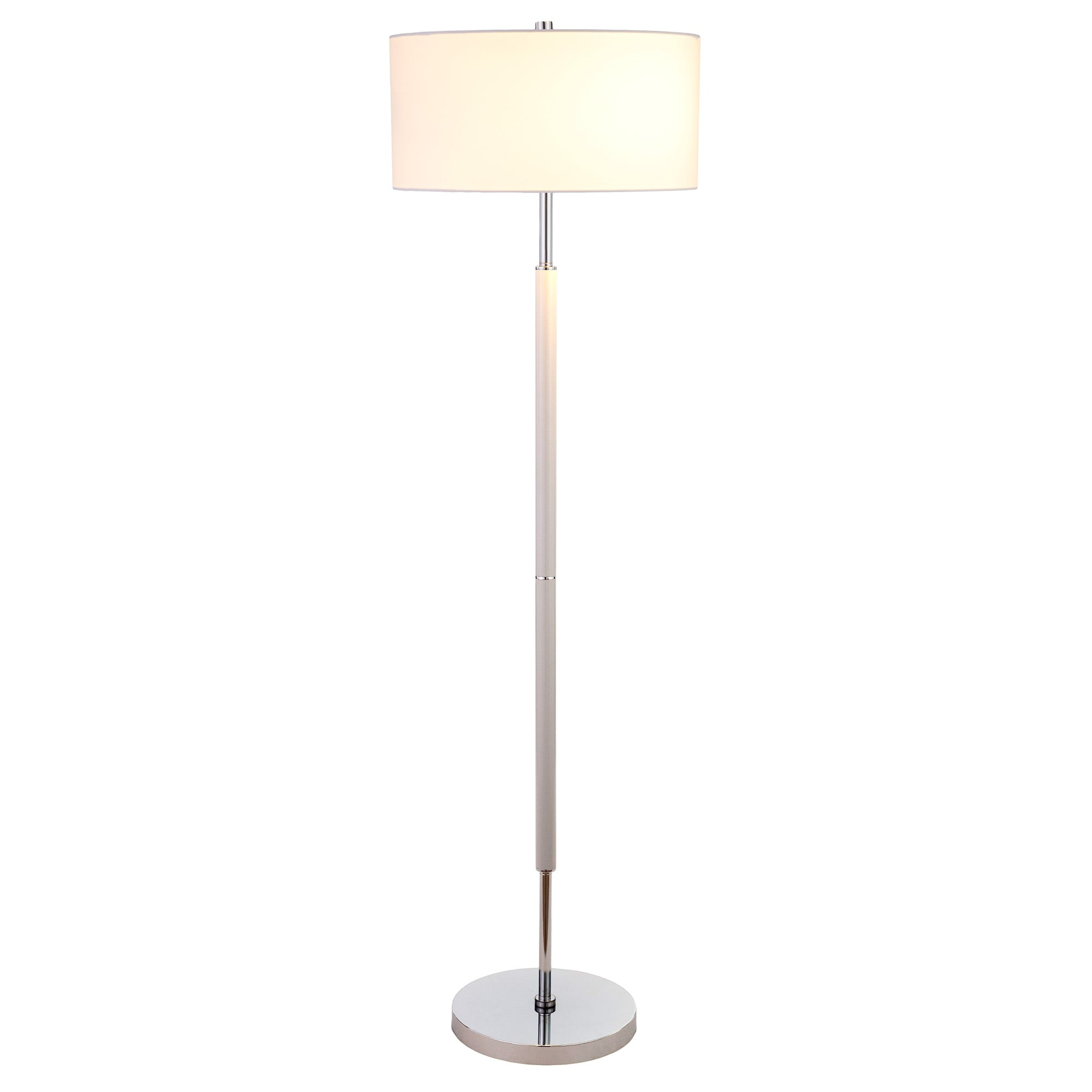 Simone Cool Gray & Black Dual-Tone Metal Floor Lamp with Linen Shade