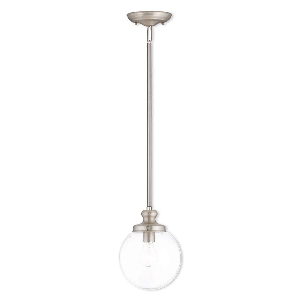 Livex Lighting 50902-91 Sheffield Brushed Nickel Transitional Clear glass Globe Mini Hanging Pendant light