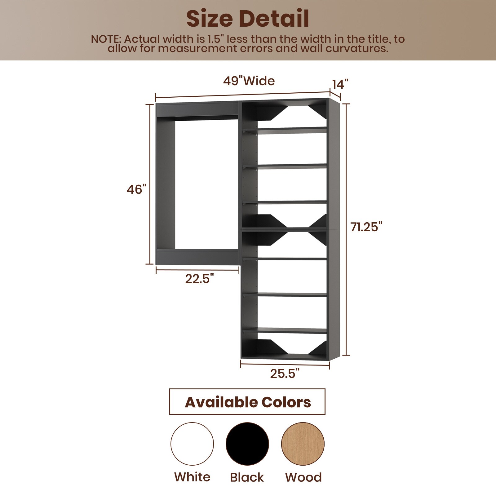 LOVMOR LO-MODEL7-14-ZJL Wood-Closet-Shelves - View #7