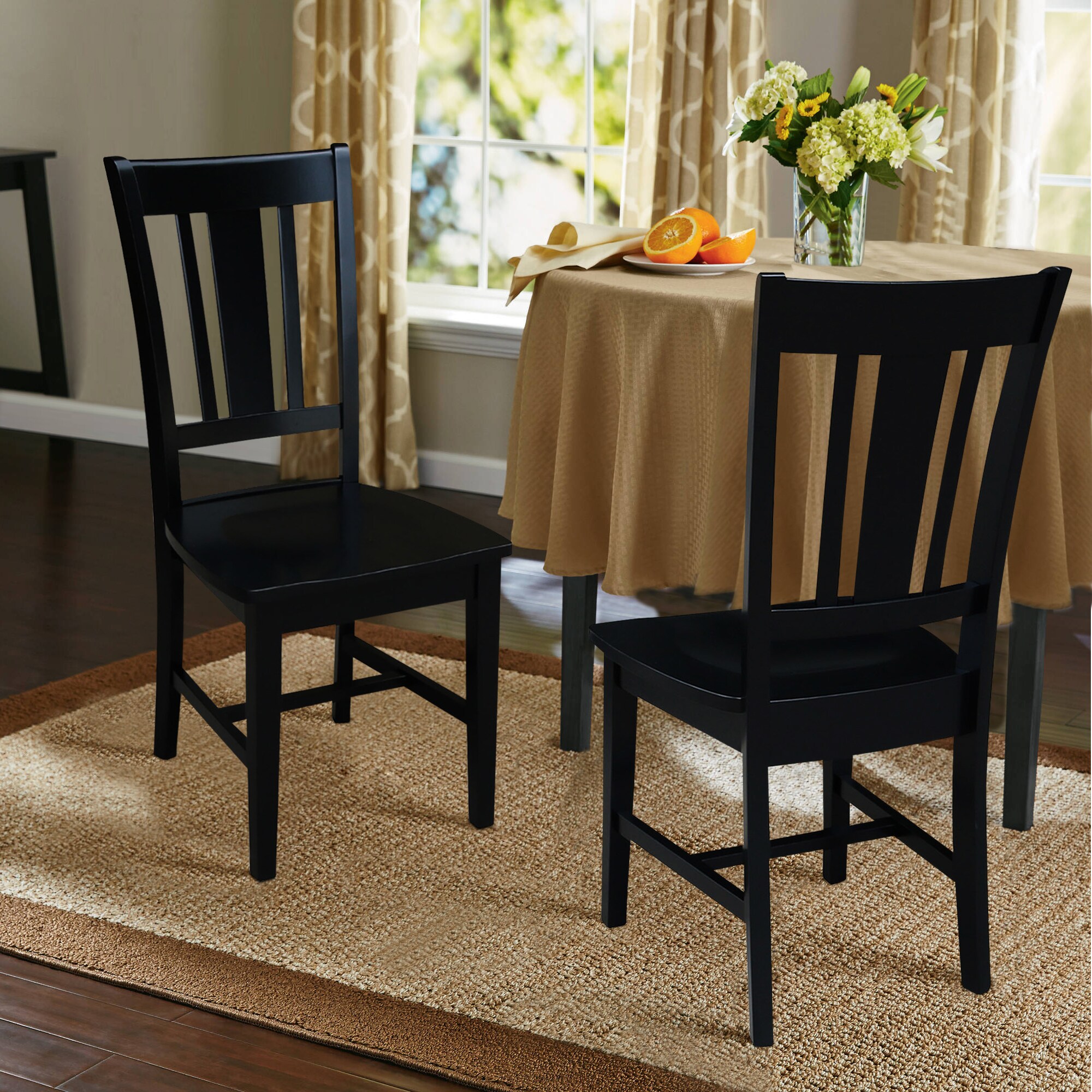 San Remo Elegant Black Solid Hardwood Splatback Dining Chairs (Set of 2)