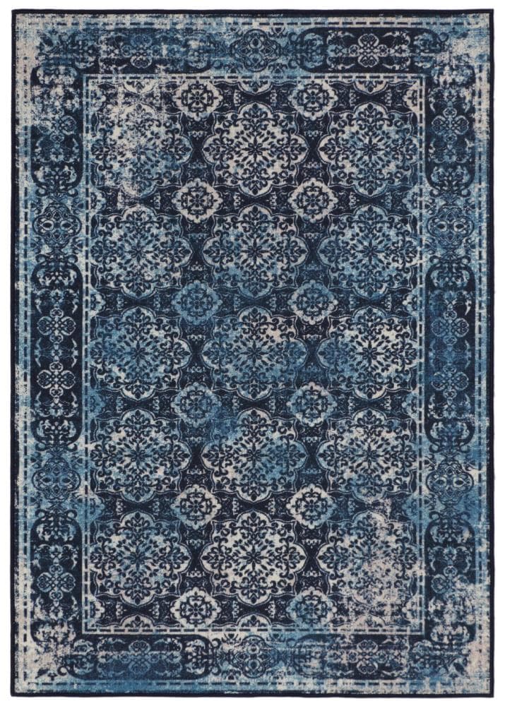 Zig Zag 5 x 7 Blue Indoor Distressed/Overdyed Area Rug in the Rugs ...