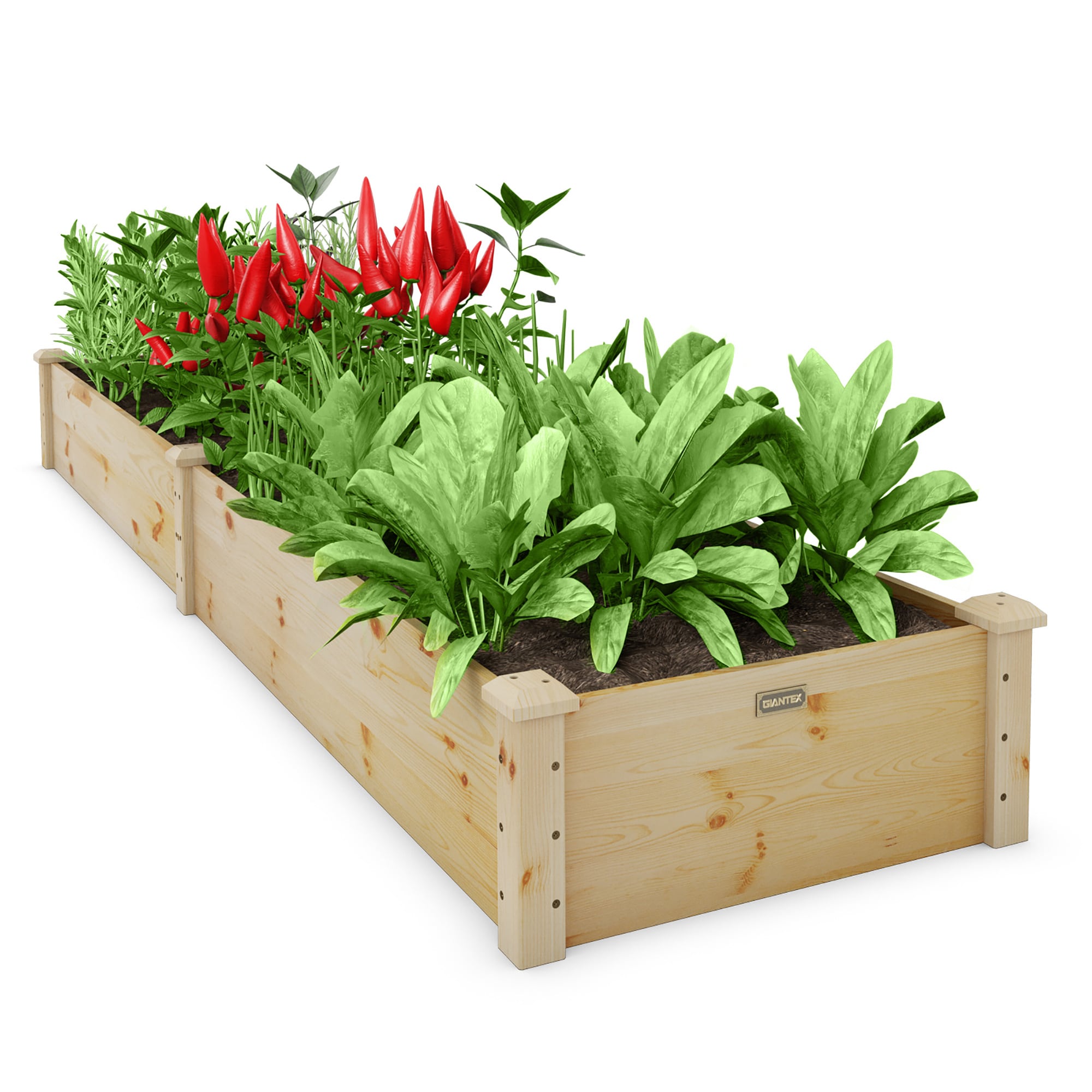 Costway LWS00554 24-in W x 95-in L x 10-in H Natural Wood Raised Garden Bed