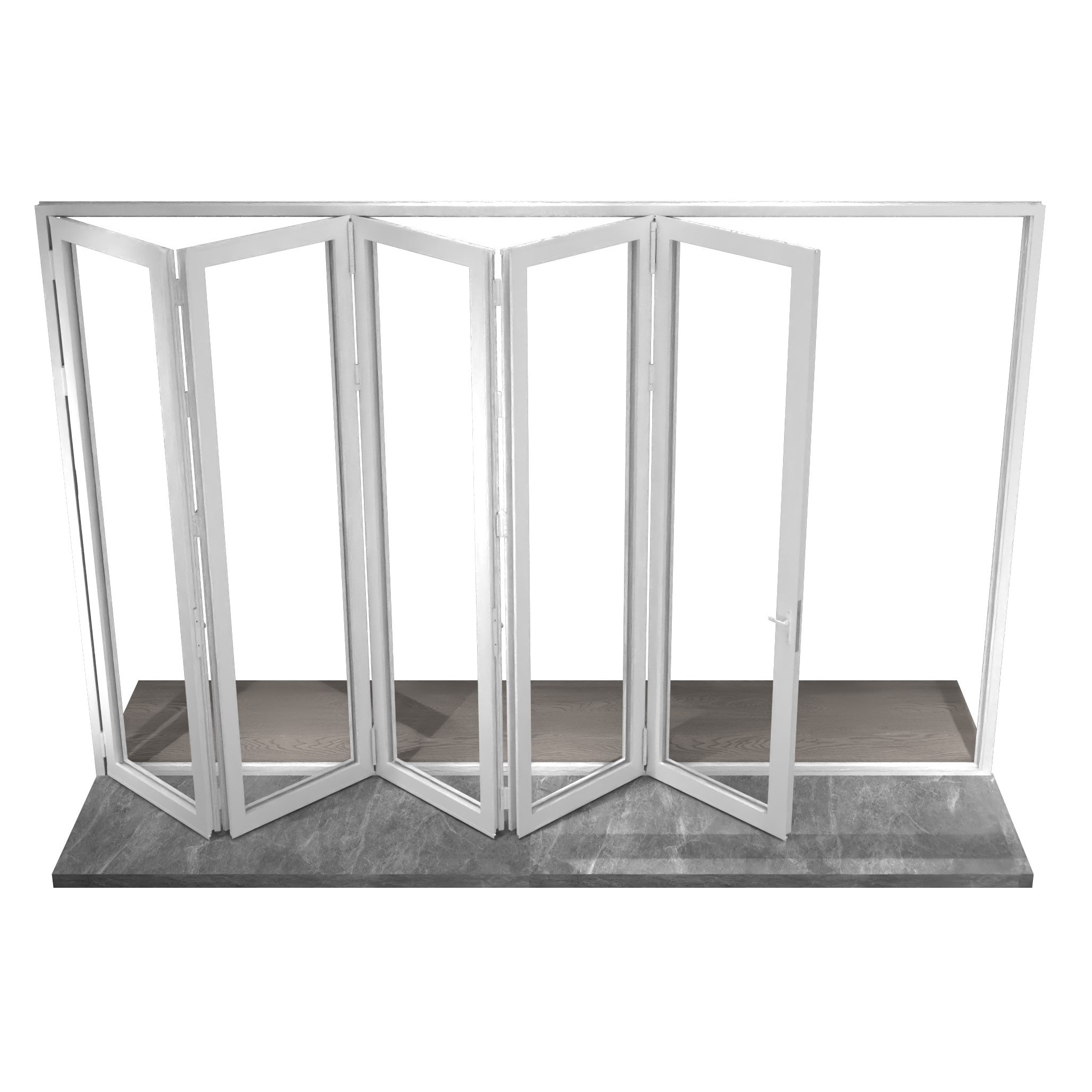 Eris WFO-16880-5R 168-in x 80-in x 3-in Jamb White Aluminum Right-hand 5-panel Folding Patio Door with Tempered Glass