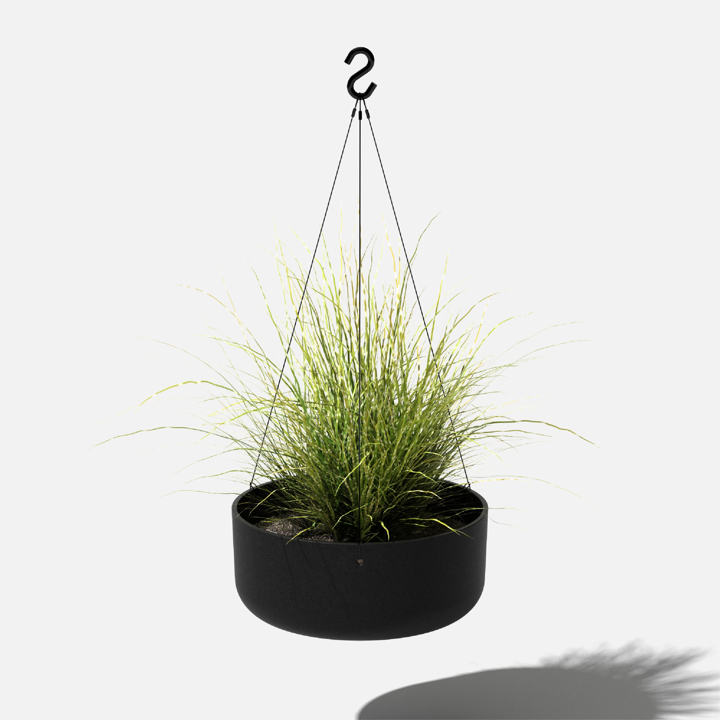 Black Plastic-Stone Composite Hanging Patio Planter Bowl