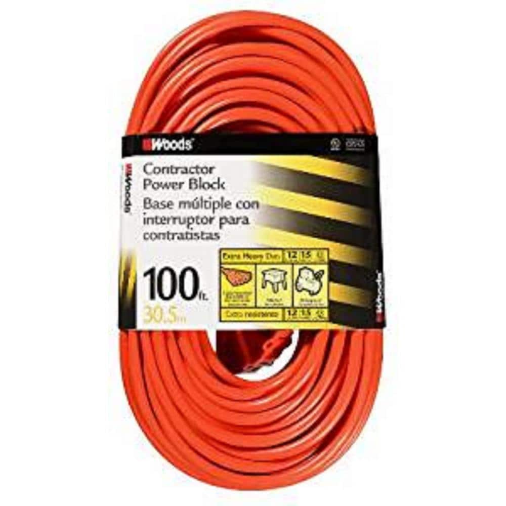 Basics 16/3 Vinyl Outdoor Extension Cord - 100 Feet (Orange)